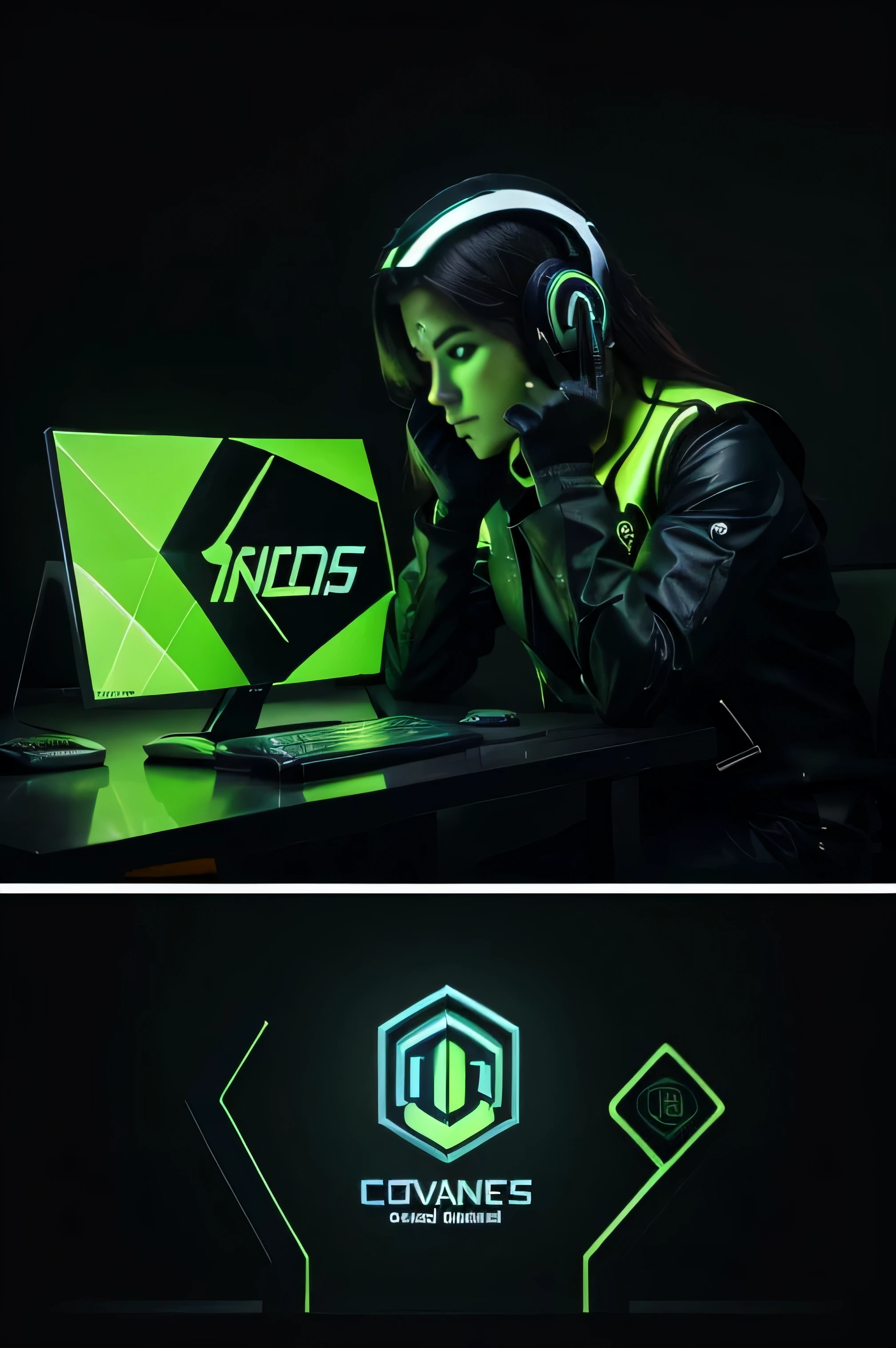 Hola IA, Could you design a logo for a computer website??? I would like the main colors to be fluorescent green and black.. Could you create something that represents technology and modernity??"