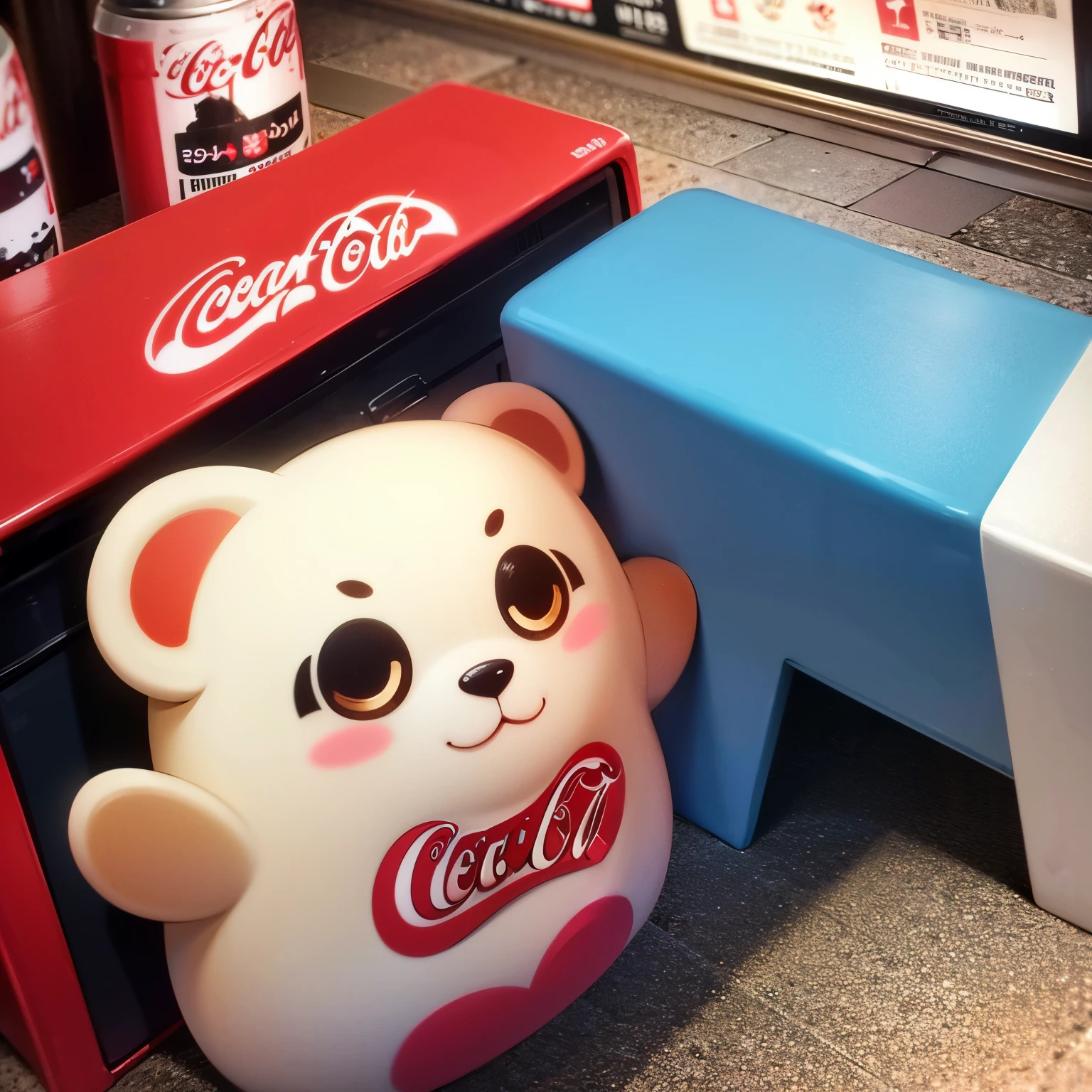  Hay un oso polar de coca cola saludando 