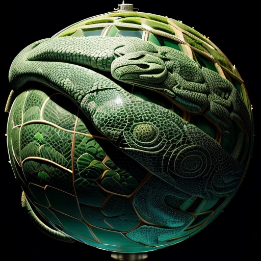 ultra-detailed, (photorealistic: 1.37), The globe being devoured by Jormungandr giant serpent, bigger than the anaconda, with scales, with the globe in its mouth, eating its own tail, excellent lighting