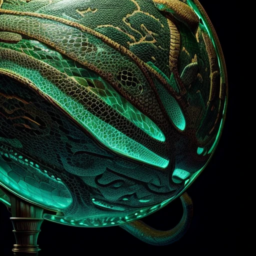 ultra-detailed, (photorealistic: 1.37), The globe being devoured by Jormungandr giant serpent, bigger than the anaconda, with scales, with the globe in its mouth, eating its own tail, excellent lighting