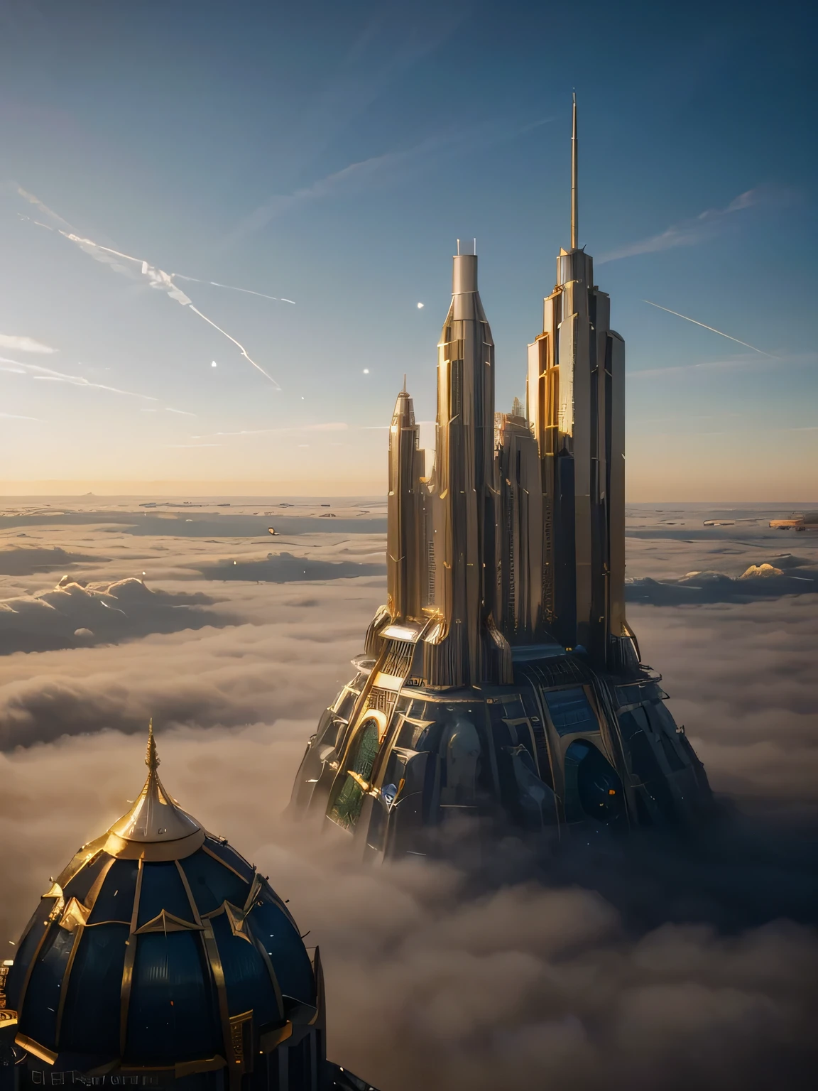 Fantasy, ((In the style of Greg Rutkowski)), Heavenly Angels, ((New Heaven, New Earth)), ((Futuristic architecture)): Celestial Mansions of Gold and Crystal rising above vibrant forests, inhabited by magical creatures and luminous energy. The crystal rooftops reflecting the golden sunrays, casting a spectacle of light across the landscape. Fantasy: ((Greg Rutkowski style)), ((Clouds in the skies)), ((Futuristic architecture)), Glory of God, Power and Honor, (Army of Angels), (Retrofuturism), (cottagecore), ( all of pure gold), ((Inspired by H.R. Giger)), (mist close to the ground, rolling in the distance), ((glorious splendor rolling)), Celestial City of Gold and Resplendent Crystal Fantasy: ((Greg Rutkowski style)), ((Clouds in the skies)), ((Futuristic architecture)), Glory of God, Power and Honor, (Army of Angels), (Retrofuturism), (cottagecore), ( all of pure gold), ((Inspired by H.R. Giger)), (mist close to the ground, rolling in the distance), ((equal height, length, and width)), ((rolling glorious splendor)), Celestial City of Gold and resplendent crystal /imagine prompt: A gigantic city, (Spaceship), (Cube shape), ((gold and crystal)), (Futuristic Architecture,Middle Eastern), ((Hanging Gardens)), damask pattern, gold, jade, jasper, quartz, rose gold, sapphire, akos major, aerial photography, full body shot, fantastic realism, angelcore, hyper realism, dreamy glow, floodlight /imagine prompt: A gigantic city, (Spaceship), (Cube shape), ((gold and crystal)), (Futuristic, Middle Eastern architecture), (Hanging Gardens), (Very Tall Towers), damask pattern, gold, jasper, sapphire, quartz, rose gold, akos major, aerial photography, full body shot, fantastic realism, golden hour Fantasy: ((Greg Rutkowski style)), ((Clouds in the skies)), ((Futuristic architecture)), (Inspired by Middle Eastern architecture), Glory of God, Power and Honor, (Army of Angels), (Retrofuturism), (cottagecore), ( all of pure gold), ((Inspired by H.R. Giger)), (mist close to the gro