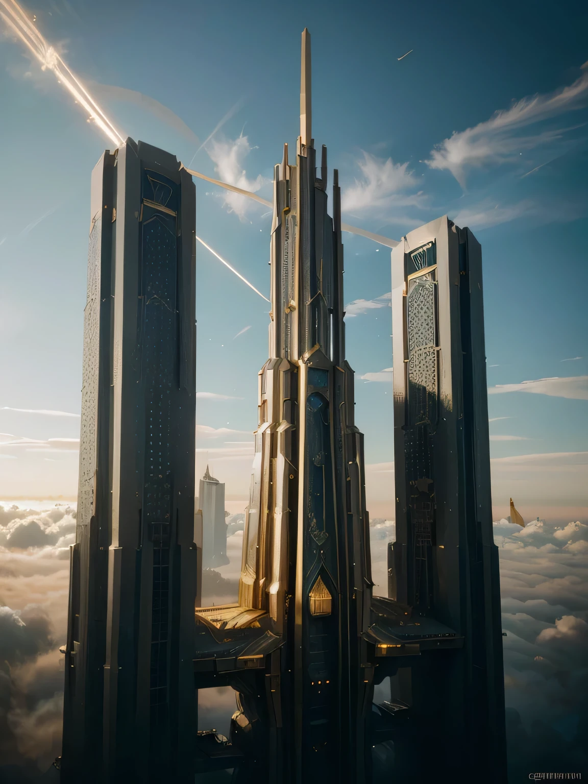 Fantasy, ((In the style of Greg Rutkowski)), Heavenly Angels, ((New Heaven, New Earth)), ((Futuristic architecture)): Celestial Mansions of Gold and Crystal rising above vibrant forests, inhabited by magical creatures and luminous energy. The crystal rooftops reflecting the golden sunrays, casting a spectacle of light across the landscape. Fantasy: ((Greg Rutkowski style)), ((Clouds in the skies)), ((Futuristic architecture)), Glory of God, Power and Honor, (Army of Angels), (Retrofuturism), (cottagecore), ( all of pure gold), ((Inspired by H.R. Giger)), (mist close to the ground, rolling in the distance), ((glorious splendor rolling)), Celestial City of Gold and Resplendent Crystal Fantasy: ((Greg Rutkowski style)), ((Clouds in the skies)), ((Futuristic architecture)), Glory of God, Power and Honor, (Army of Angels), (Retrofuturism), (cottagecore), ( all of pure gold), ((Inspired by H.R. Giger)), (mist close to the ground, rolling in the distance), ((equal height, length, and width)), ((rolling glorious splendor)), Celestial City of Gold and resplendent crystal /imagine prompt: A gigantic city, (Spaceship), (Cube shape), ((gold and crystal)), (Futuristic Architecture,Middle Eastern), ((Hanging Gardens)), damask pattern, gold, jade, jasper, quartz, rose gold, sapphire, akos major, aerial photography, full body shot, fantastic realism, angelcore, hyper realism, dreamy glow, floodlight /imagine prompt: A gigantic city, (Spaceship), (Cube shape), ((gold and crystal)), (Futuristic, Middle Eastern architecture), (Hanging Gardens), (Very Tall Towers), damask pattern, gold, jasper, sapphire, quartz, rose gold, akos major, aerial photography, full body shot, fantastic realism, golden hour Fantasy: ((Greg Rutkowski style)), ((Clouds in the skies)), ((Futuristic architecture)), (Inspired by Middle Eastern architecture), Glory of God, Power and Honor, (Army of Angels), (Retrofuturism), (cottagecore), ( all of pure gold), ((Inspired by H.R. Giger)), (mist close to the gro
