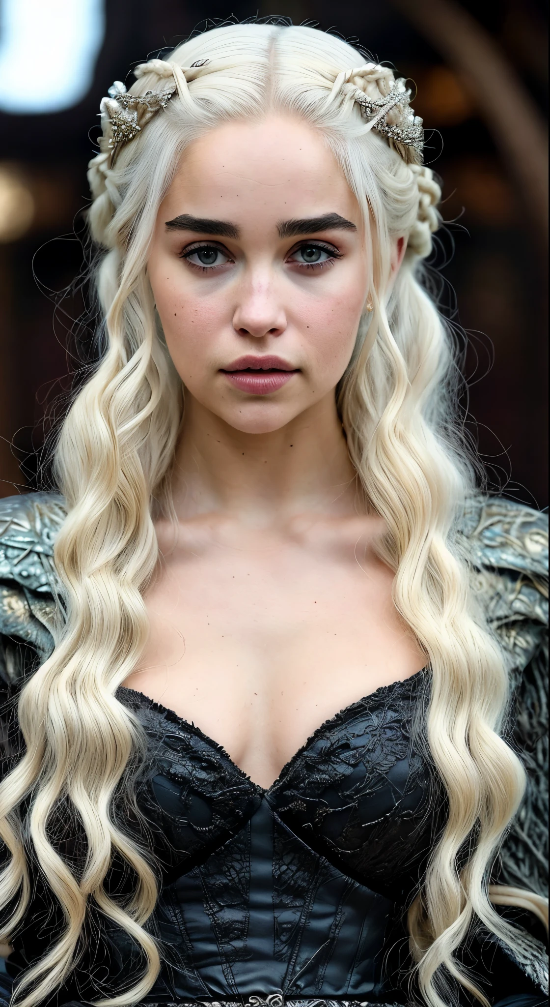 Royal Satin dress, Perfect eyes, flawless Beauty, pierced eyes, Masterpiece, Daenerys Targaryen, Gorgeous woman, queen, Queen Lady, Princess of Dragonstone, black mole on breast, The Unburnt, Queen of Meereen, Queen of the Andals, the Rhoynar and the First Men (claimant), Protector of the Seven Kingdoms (claimant), Khaleesi of the Great Grass Sea, Breaker of Shackles, Mother of Dragons, The One Who Was Promised, Lady of Dragonstone , 45 years Old, she is a Full growned lady now, beautiful mature lady, the queen, milf beauty, mature queen, Best quality, a small, charming Beauty, a captivating woman, fully ripen milf body, lustful queen, alluring appearance, unrivaled beauty, wonderful breasts, large breasts, mediaeval erotic costumes, a Game of Thrones-inspired costume, a close-up of a woman from the middle ages, Daenerys Targaryen, Daenerys, resembles Emilia Clarke, Emilia Clarke, scene from "Game of Throne," deep cleavage, warrior princess, healthy body, perfect thick body, attractive figure, fleshy body, style of "Game of Throne," beautiful lady, beautiful woman, mediaeval clothes, stunning woman, 8K, insane details, dress made of clothes and jewelry, perfect hair, styled hair, high clarity eyes, perfect hands, perfect fingers, perfect eyes, skin pores, stunning beauty, beautymarks on her breast, beautymarks on her breast gives her more charm, black moles, insane skin texture,