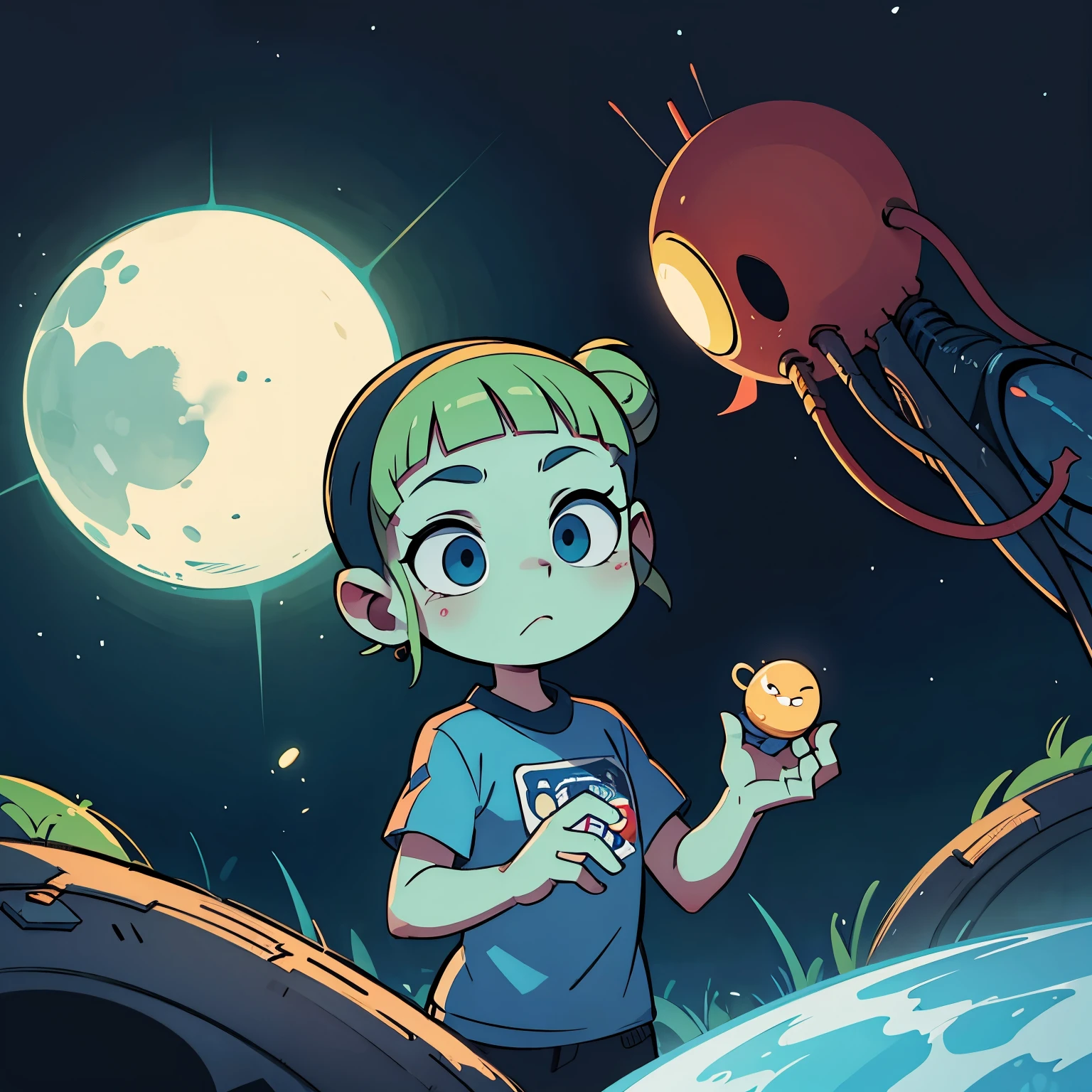 Alien con fondo de espacio