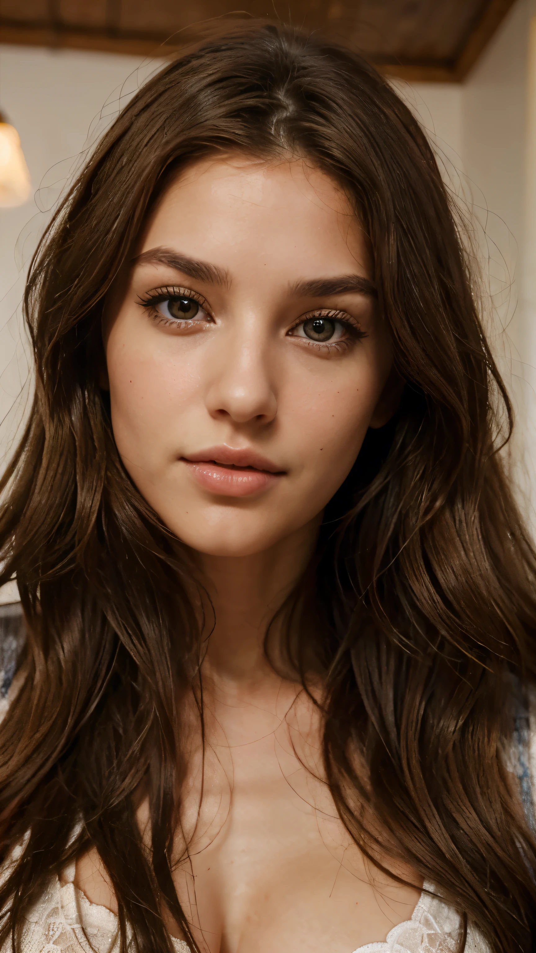 Mediterranean facial features. longo, ondulado, cabelo castanho, olhos cinzentos, corpo perfeito, A mulher mais bonita do mundo, boca macia e grande, nariz perfeito, fatal e hipnotizante, olhos puxados, Andando