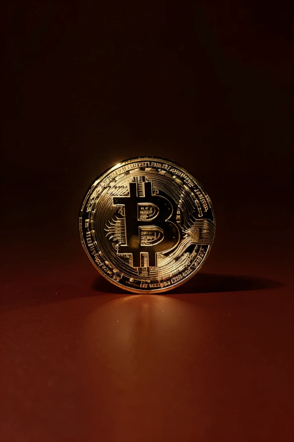 Only a bitcoin, full hd, on a red background