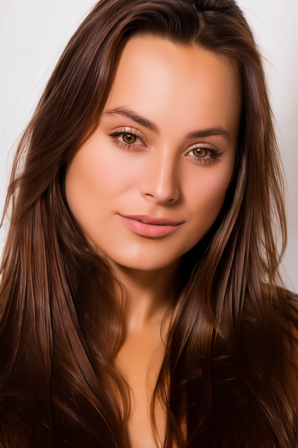Body Portrait of model DOMINIKA C with long light brown Hair Style, Beautiful, perfect eyes, (Eye makeup:1.1), (highly detailed skin:1.1), (perfect small breasts), Perfect Slim body, wearing a white bath towel, ((SFW)) , Realistic, PHOTOREALISTIC, detailed face, soft lighting, Modelshoot style, Professional photography, standing in a dark studio background, blurred background, RAW, analog style, sharp focus, 8k UHD, DSLR, high quality, Fujifilm XT3, grain, award winning, masterpiece,