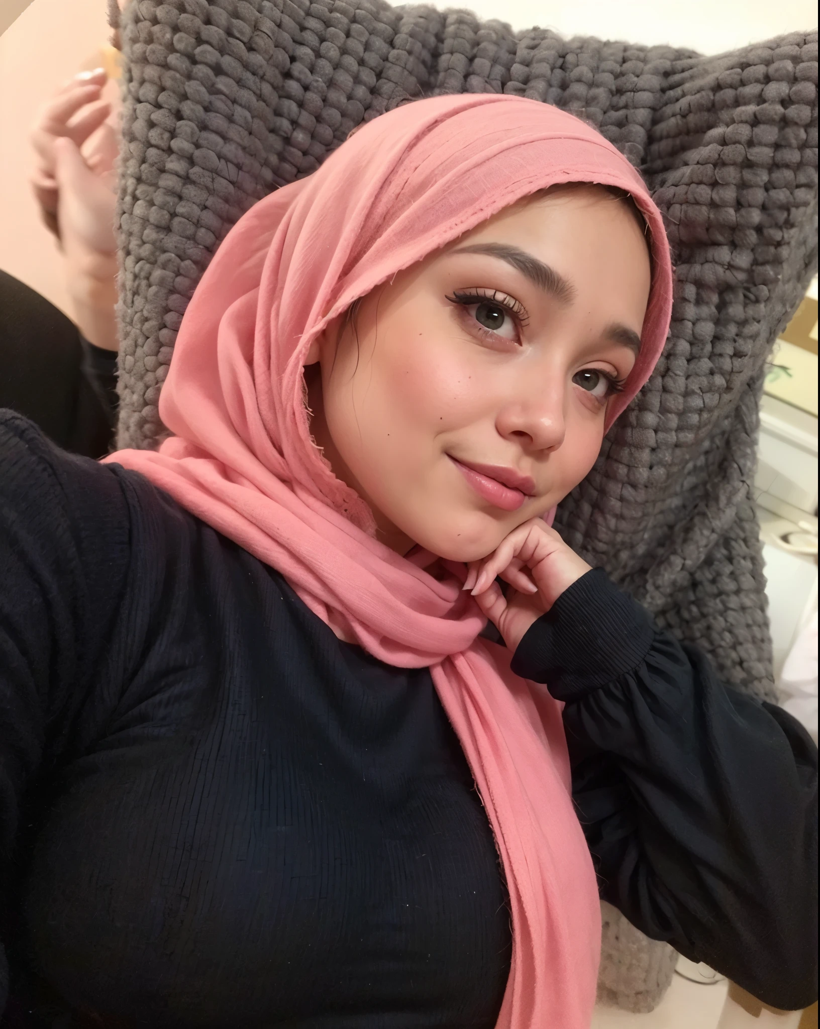 masterpiece, (ultra-high-definition portrait:1.4), Realistic, extremely detailed, CG unified, 8k, Clean lines, highly detailed, High-definition, raw color photos, she is smiling, Realistic portrait, Cinematic Light, Beautiful detailed, 1hijabgirl indonesian, (165cm tall, big breasts with very very tight clothes:1.5), Beautiful big breasts, breasts details, very tight, (Biggorgeous eyes, Soft smile with lovely look:1.5), (Fine face, Masif Breast:1.4), Close up of a girl in Beautiful clothes with errcted nipple, biggorgeous eyes, Soft smile, scarf, (Beautiful Tight Clothing with curvaceous body:2), pose 4 of 1 6, Undress, No bra, (nipples that are clearly sticking out detail:1.2), Outdoors, high intricate detailed, float, cum on, Sense of truth, beautiful landscape forest, sexy lighting,