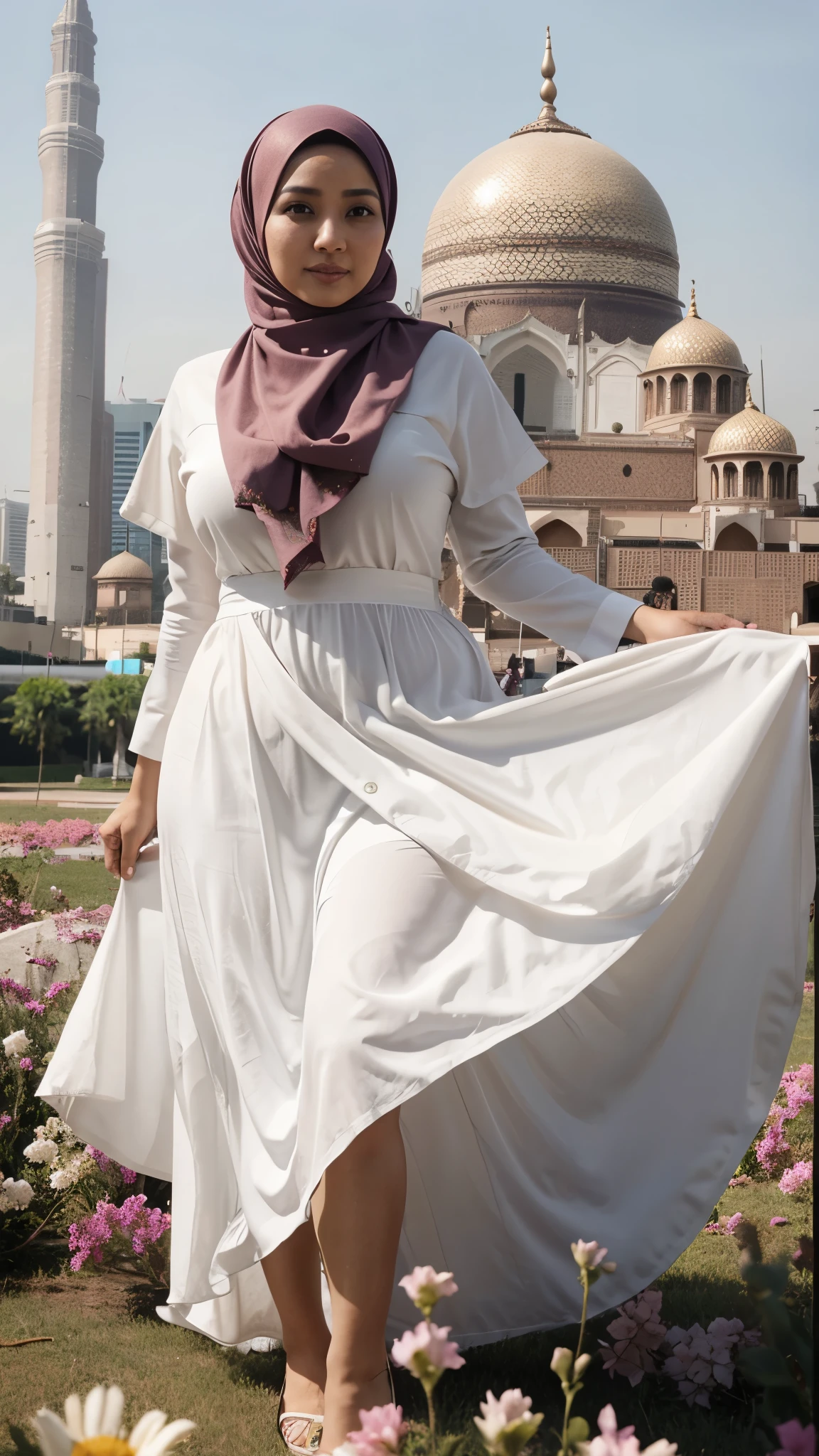 Woman hijab, Malaysia woman, 40 year old, plump