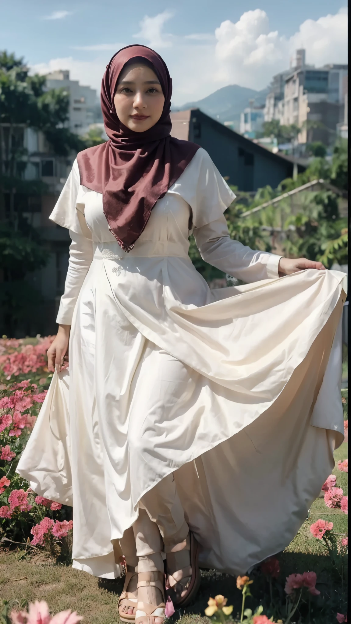Woman hijab, Malaysia woman, 40 year old, plump