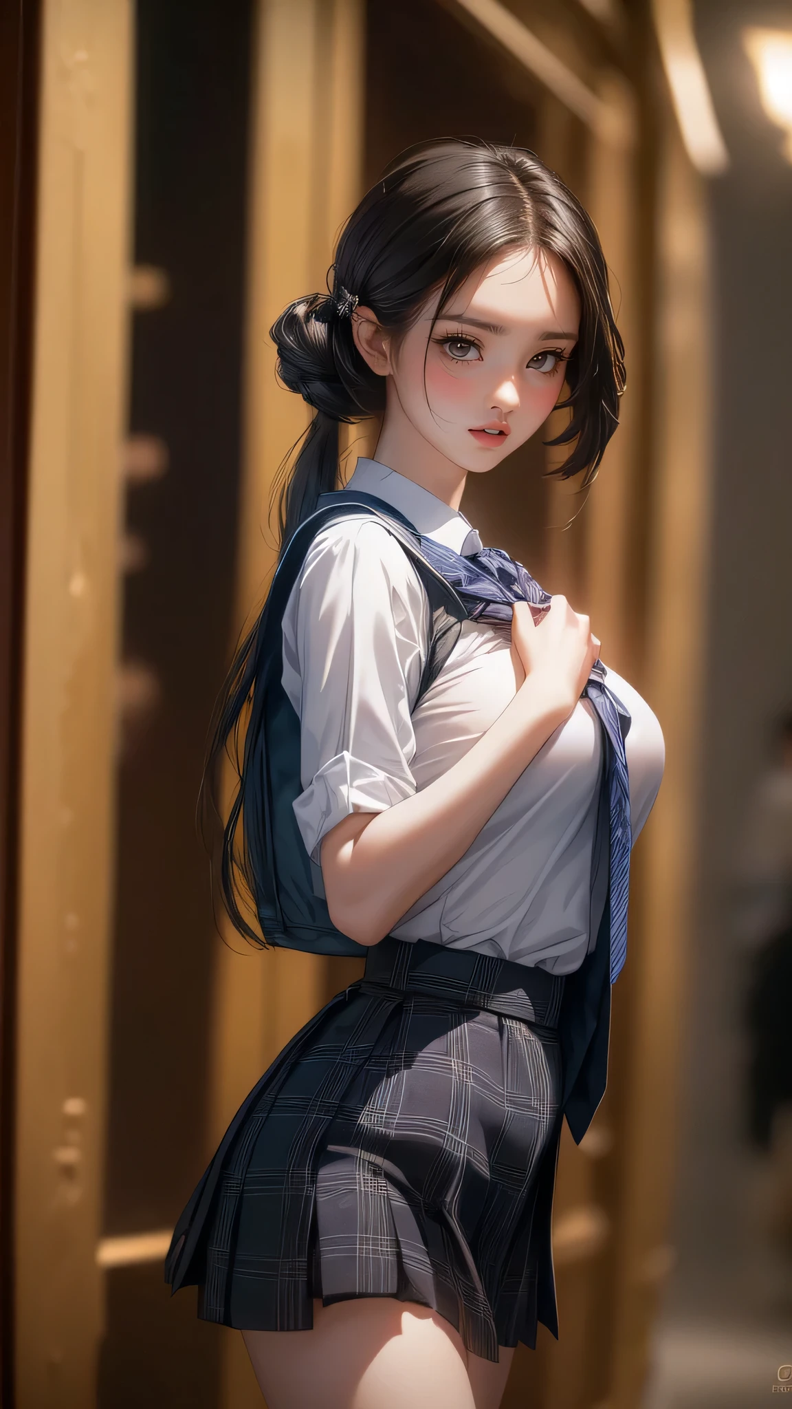 school uniform,(random sexy pose:1.5),(random hairstyle),(movie-like scene,best image quality,(8k), Super realistic, 最high quality, high quality, High resolution, high qualityな質感, high detail, beautiful, Detailed, Highly detailed CG, detailed texture, realistic facial expression, masterpiece, before, dynamic, bold)