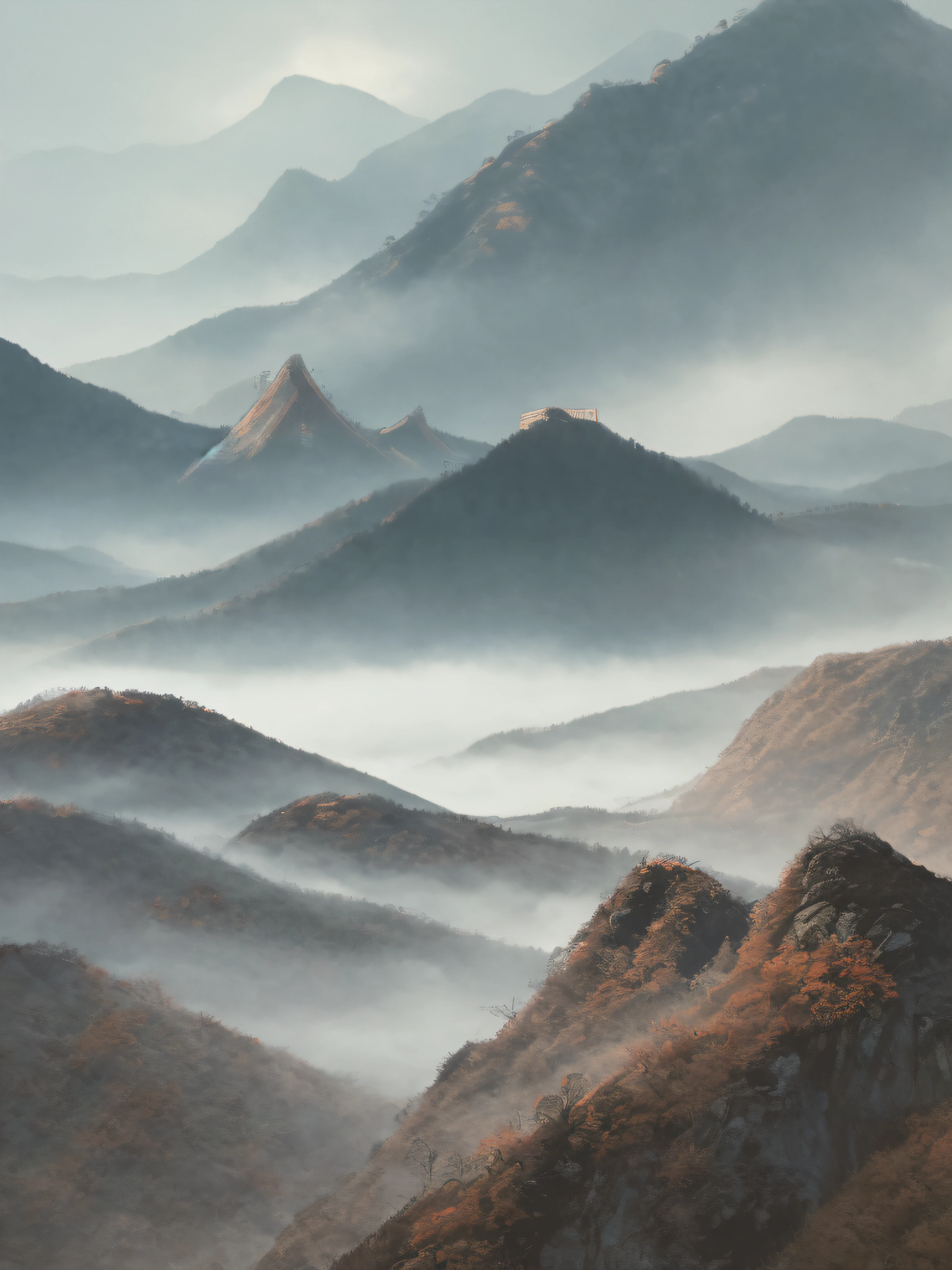 Birds fly in the sky above the water, floating mountains, author:Xu Xi, author:Cheng Jiaxui, Inspired by Xiao Yuncong, author:Jan Borun, mountains, author:by Zhou Fang, Chinese painting style, mountain, author:Huang Shen, author:Give it to you, detailed decorations - width 672, 4k vertical wallpaper, 4k vertical wallpaper, Must --car