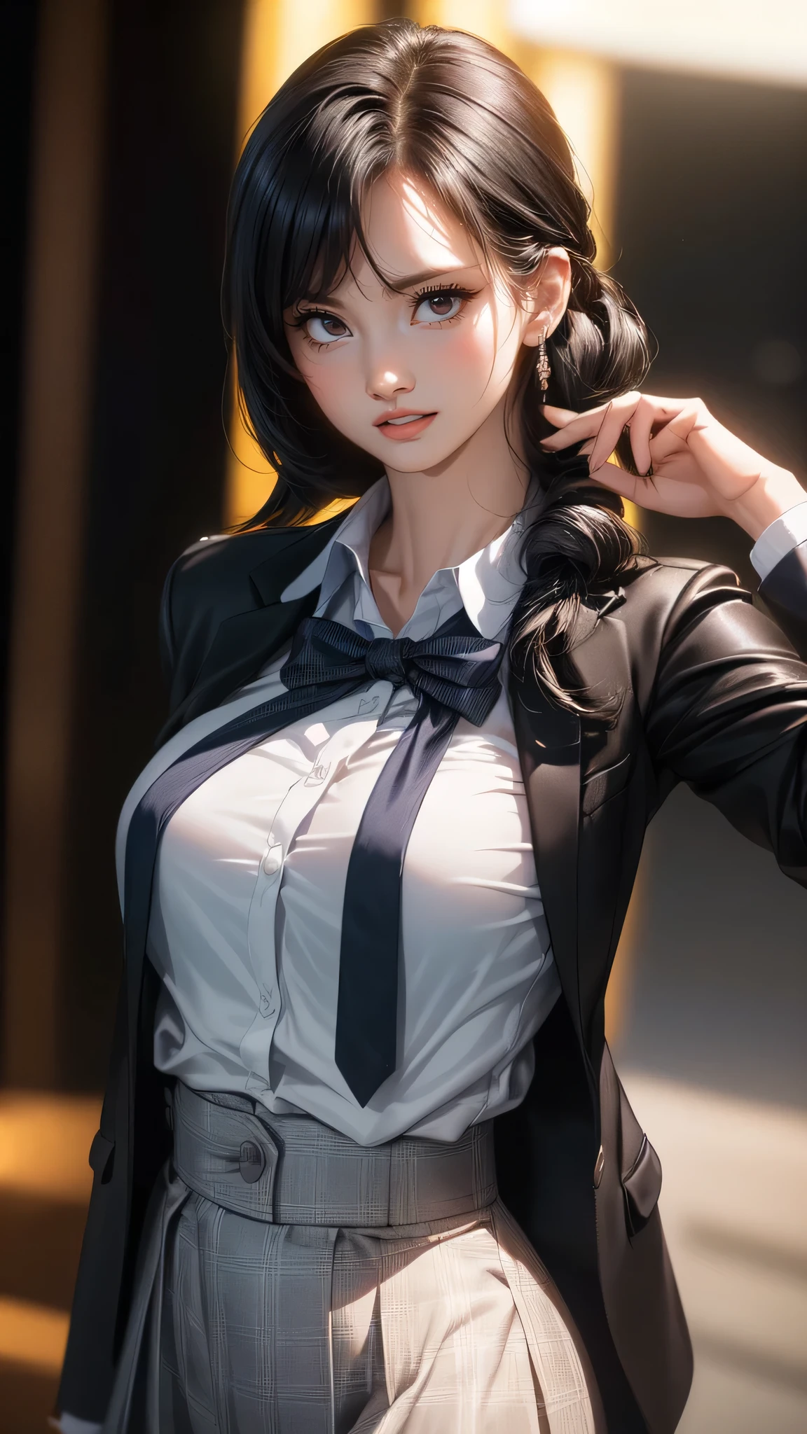 school uniform,(random sexy pose:1.5),(random hairstyle),(movie-like scene,best image quality,(8k), Super realistic, 最high quality, high quality, High resolution, high qualityな質感, high detail, beautiful, Detailed, Highly detailed CG, detailed texture, realistic facial expression, masterpiece, before, dynamic, bold)