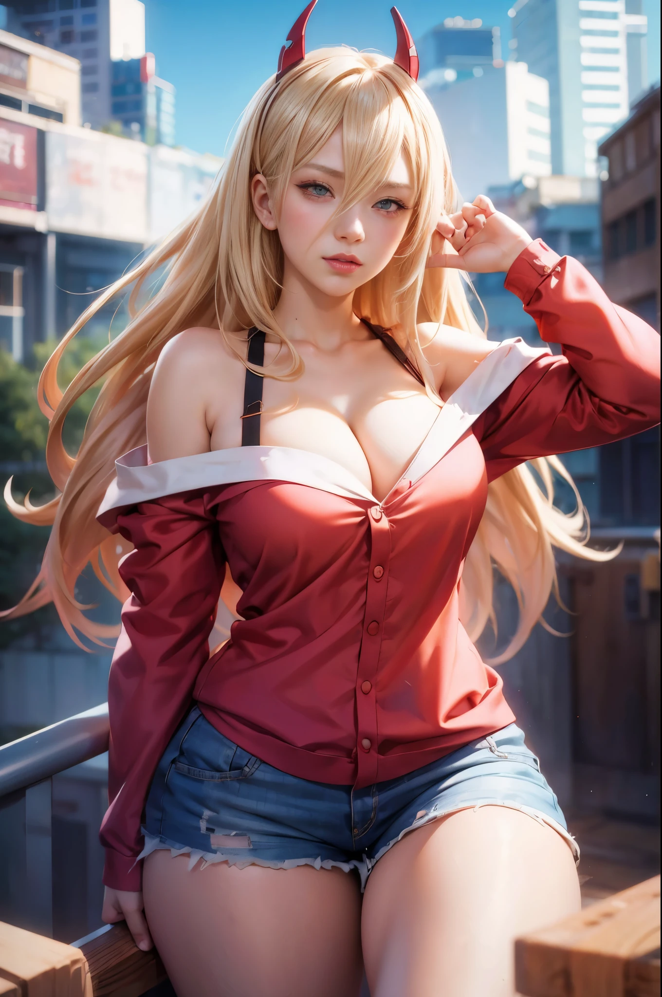 anime girl with long blonde hair and red shirt posing on a balcony, seductive anime girl, blonde anime girl with long hair, attractive anime girl, ilya kuvshinov with long hair, beautiful anime girl, style artgerm, smooth anime cg art, extremely detailed artgerm, anime girl, anime girl with long hair, ig model | artgerm