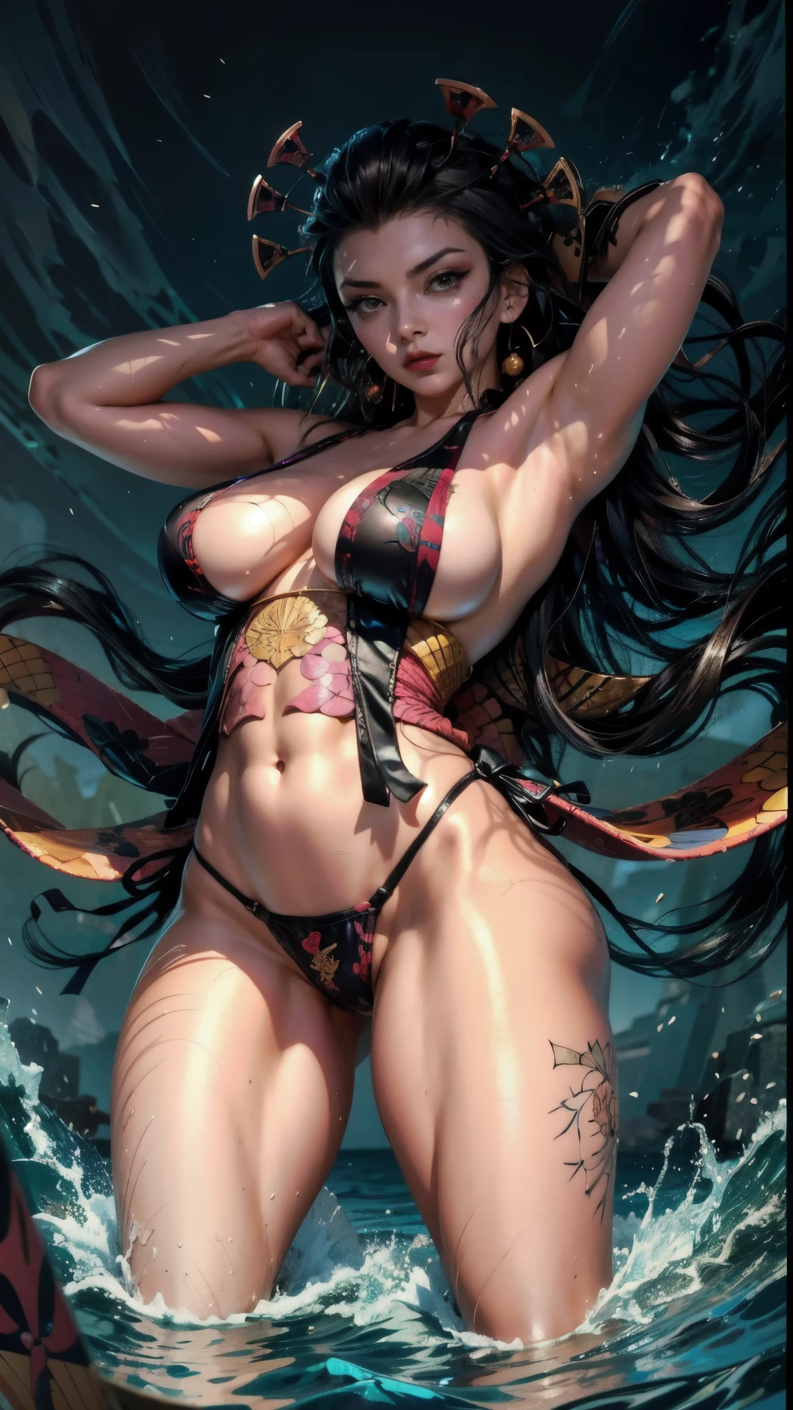 a close up of a woman in a bikini in the water, extremely detailed artgerm, inspired by Masamune Shirow, by Yoshihiko Wada, fine details. anime. tentacles, beautiful comic art, seductive anime girl, style ivan talavera and artgerm, by Yang J, scales covering her chest, beautiful alluring anime woman