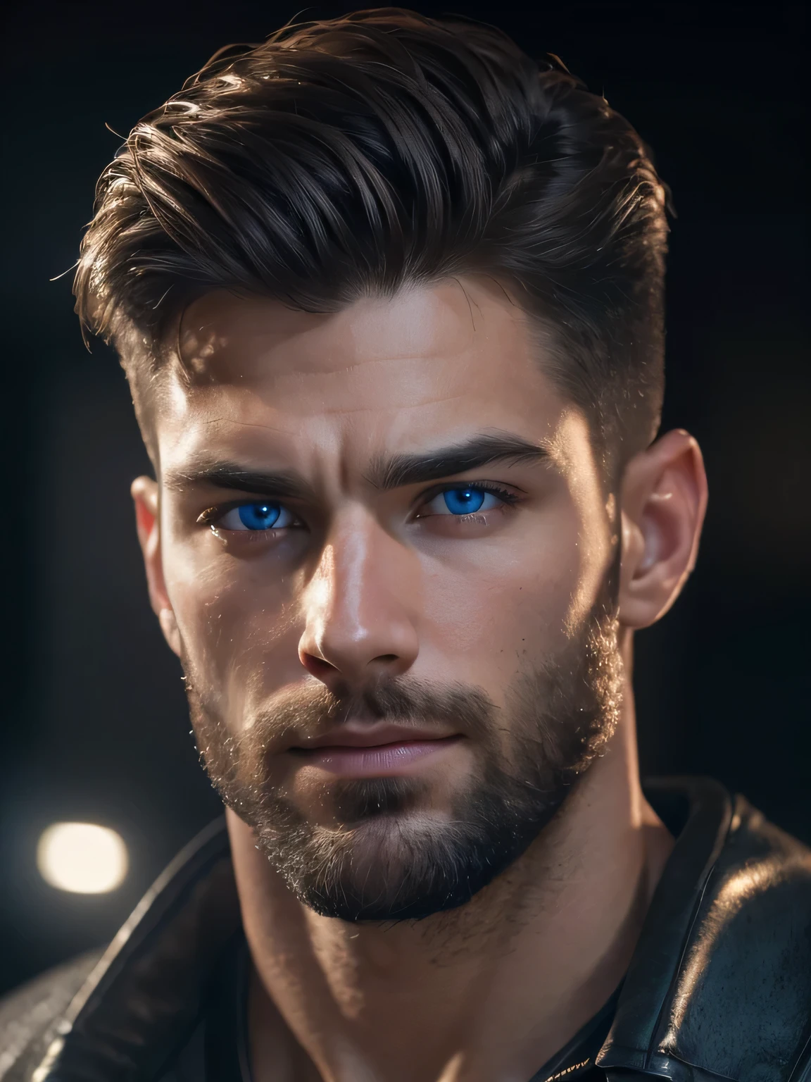 Full shot, face portrait, Gorgeous American Man, Aged23, hairy body, Strong Jaw line, Alpha male, handsome, 4k, high detailed, beautiful, 8 k lighting, 4k extremely photorealistic, uhd 4k highly detailed, (realistthereal lighting, ultra-high res.photorealistic:.1.4, (high detailed skin:1.2), 8k uhd, dslr, high quality, (best quality) (detailed) (cinematic lighting) (sharp focus) (intricate) ultra realistic, bright shiny blue eyes