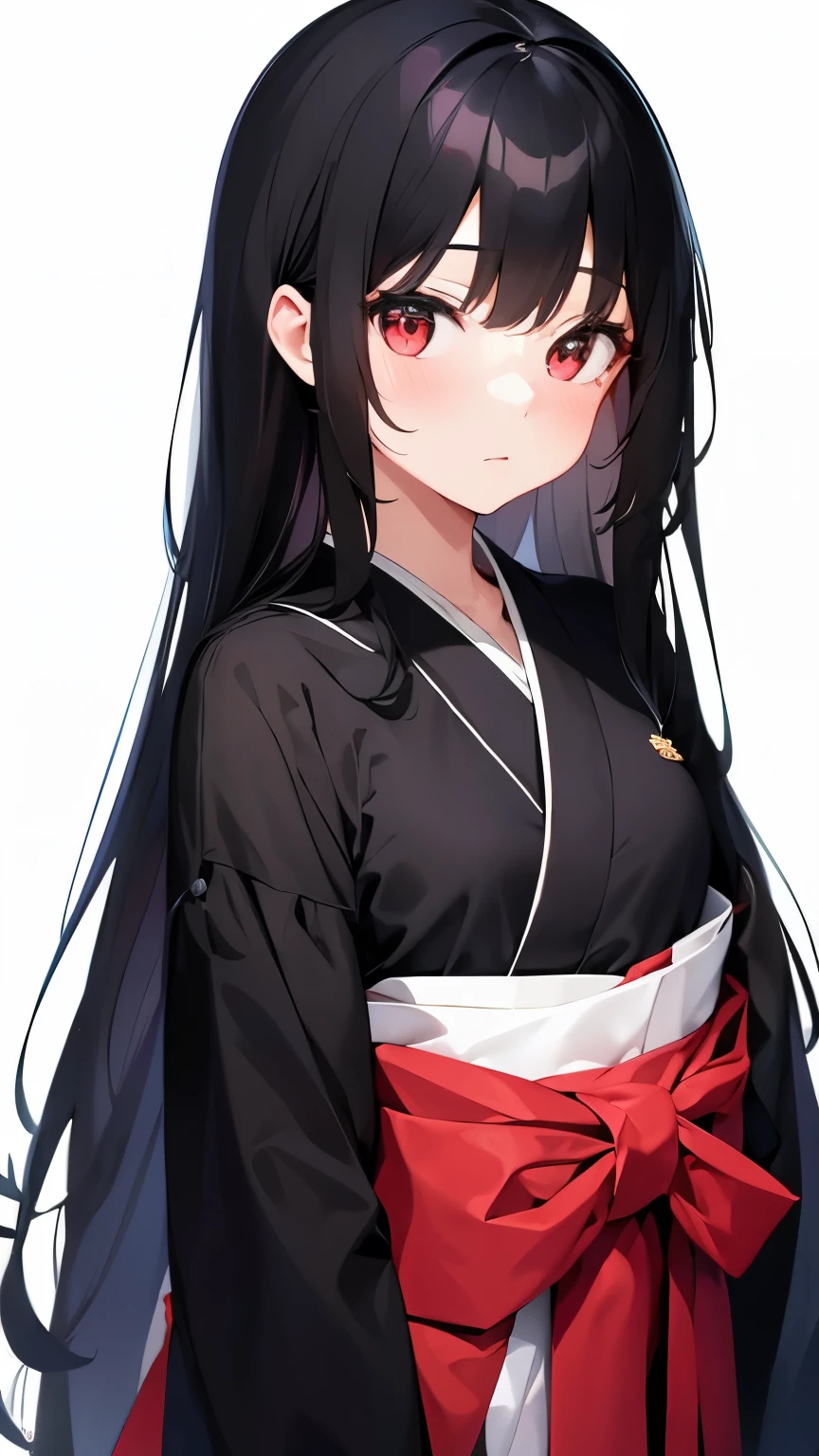 Estilo anime , beautiful girl young , very long black hair, estilo Hyuuga , rosto inexpressivo , shi body , seios planos tradicional kimono , puppet appearance . Beautiful