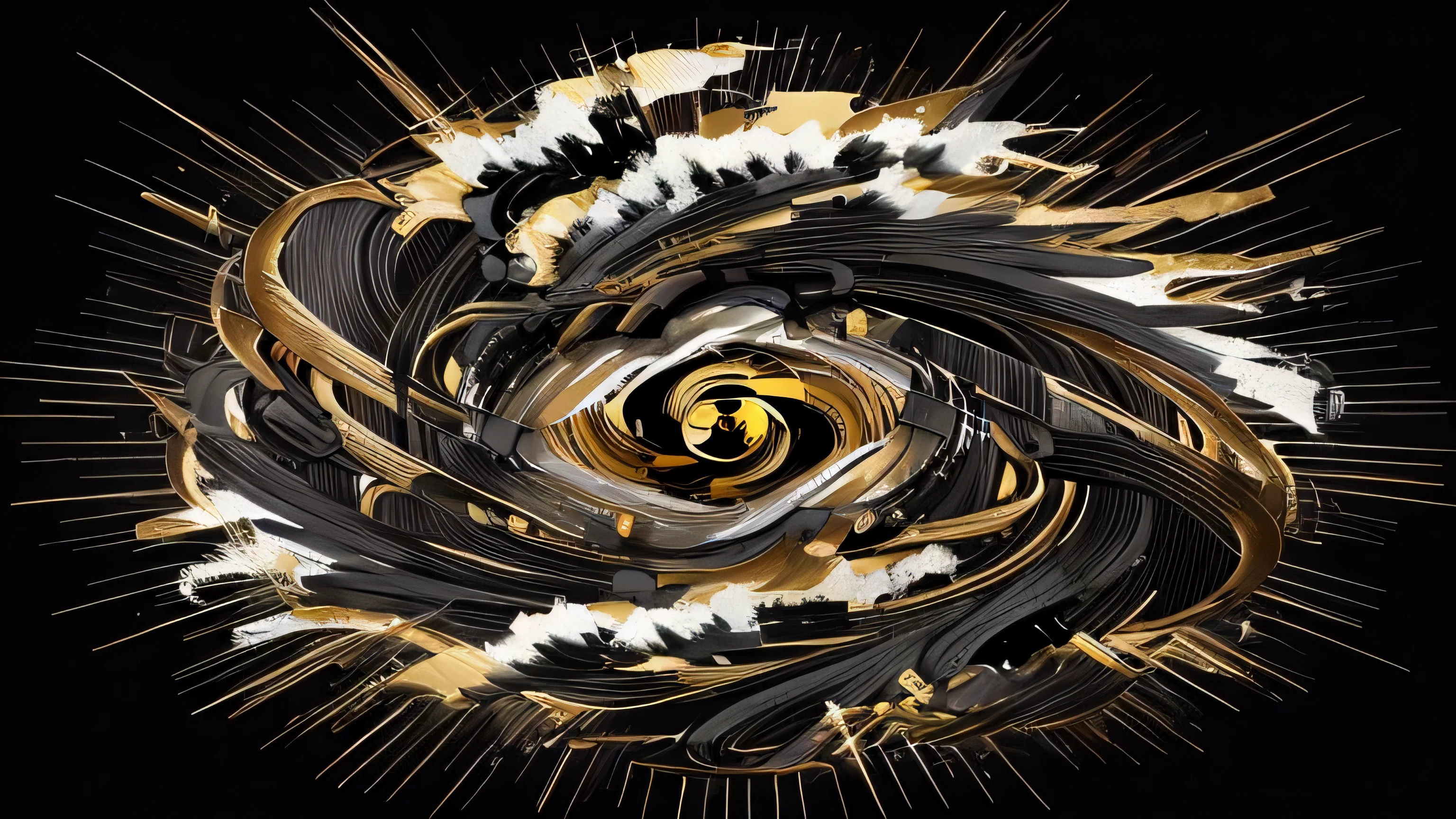 a choke wave with black and gold anime style and abstract art