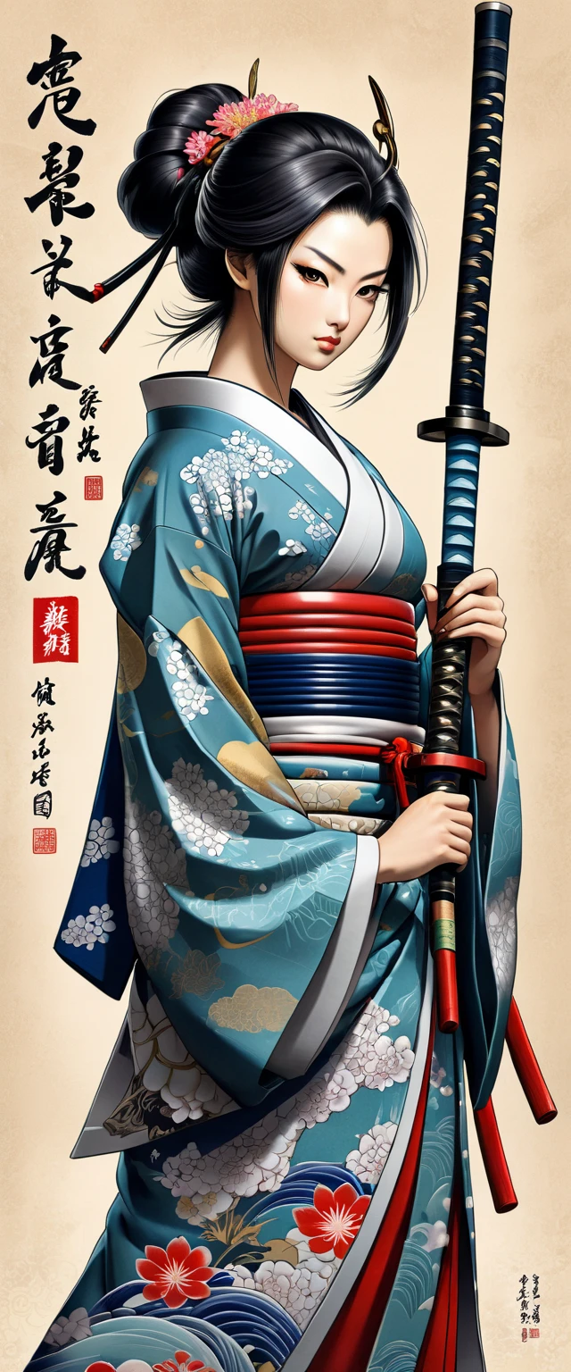 authentic illustrated Washipaper close full body infp complex Oda Nobunaga add weapon(perfect ), Beautiful firm round busts, perfect busts, authentic tattoo designs drawn directly all over the body, bold medium, authentic samurai Art Design, Cutting-edge samurai fashion, Innovative, The center of attention,japanese prefecture, honk kong, Special laser art design, -motto,against a complex Background, --niji 50 --chaos 30 --testpfx