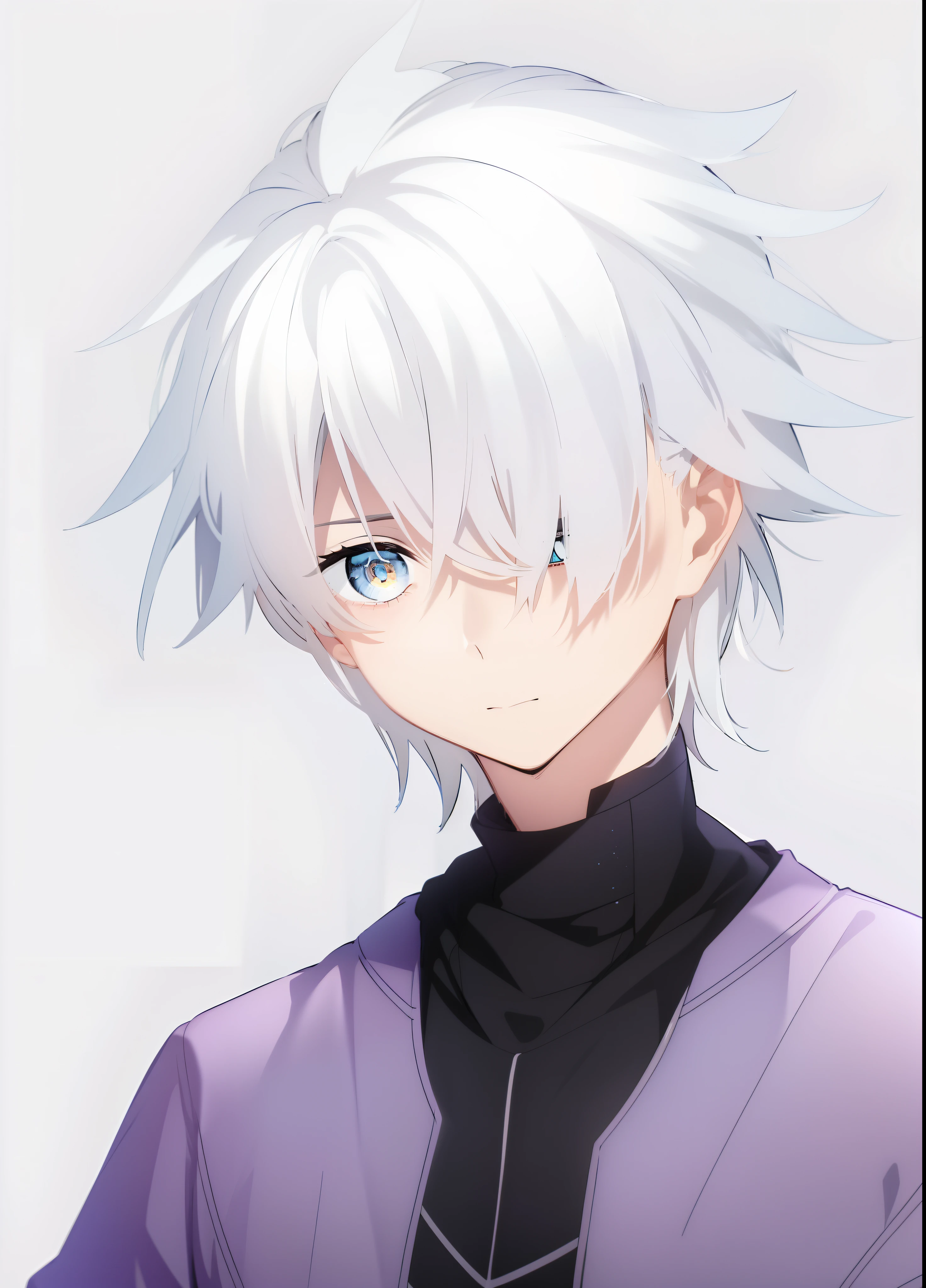 Chico anime con cabello blanco, corbata negra, abrigo azul y ojos blancos., Kaworu Nagisa, Killua Zoldyck pelo blanco, Killua Zoldyck Retrato, Hajime Yatatate, personaje de anime masculino, Killua Zoldyck, joven animado, pelos blancos, chico anime alto con ojos blancos, el tiene el pelo blanco y gris,