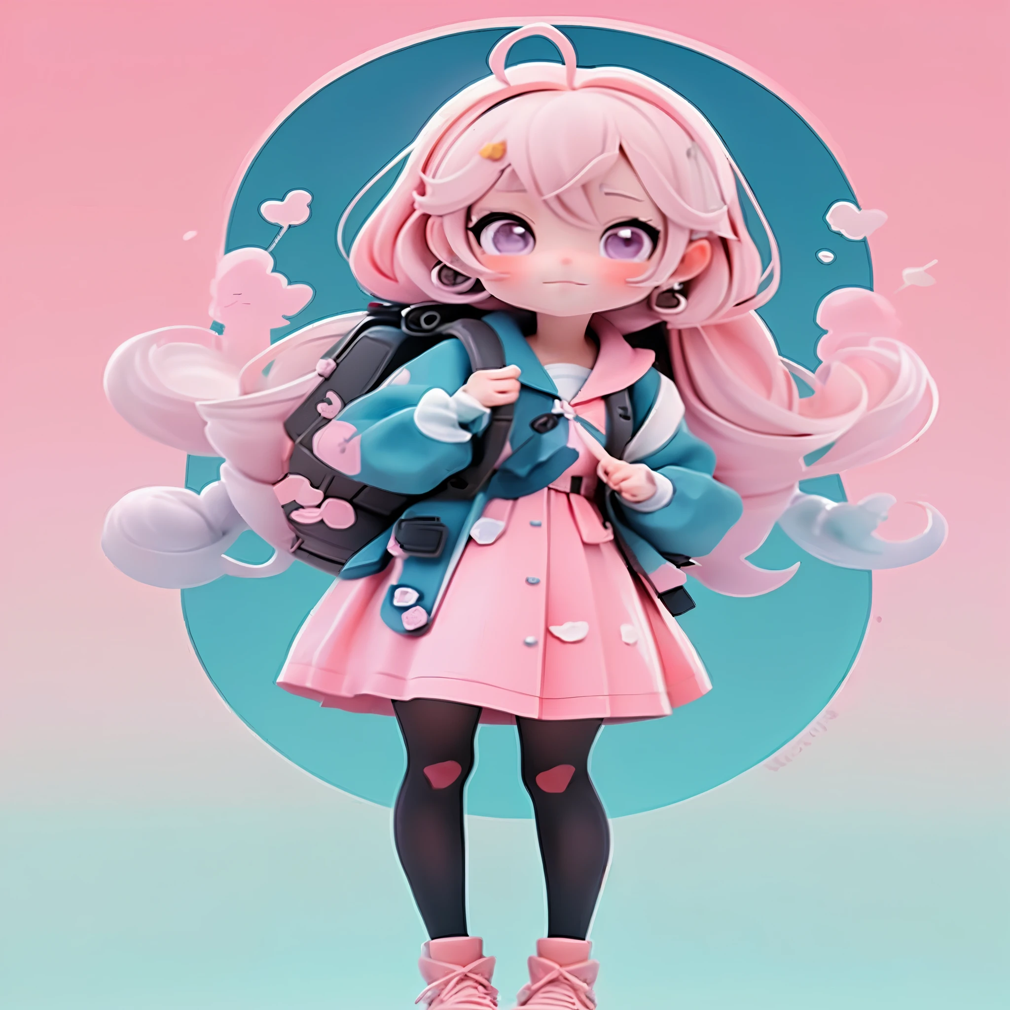 eine Nahaufnahme einer Person mit Rucksack und rosa Kleid, cute Anime Frau, cute art style, cute kawaii girl, beautiful Anime-Kunststil, Illustration im Anime-Stil, Anime Frau, cute anime style, portrait of cute Anime Frau, Anime-Kunststil, an Anime Frau, young Anime Frau, Anime-Kunststil, Anime style portrait, pretty Anime Frau, Anime inspiriert