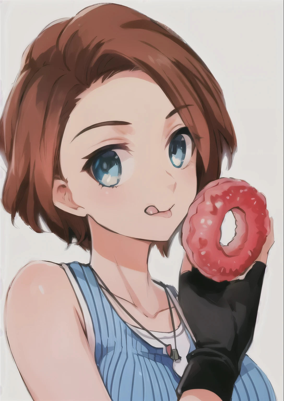 anime girl holding a rosquinha with a bite taken out of it, eating a rosquinha, Yayoi Kasuma, estilo anime do ig studios, high quality estilo de arte de anime, Sayori, no estilo anime, realistic estilo de arte de anime, em estilo anime, personagem de estilo anime, estilo de arte de anime, Retrato realista kawaii, rosquinha, estilo de arte anime moe, made with anime painter studio