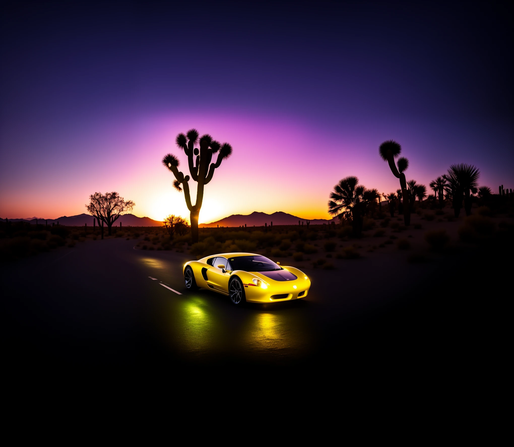 Fast car in desert street