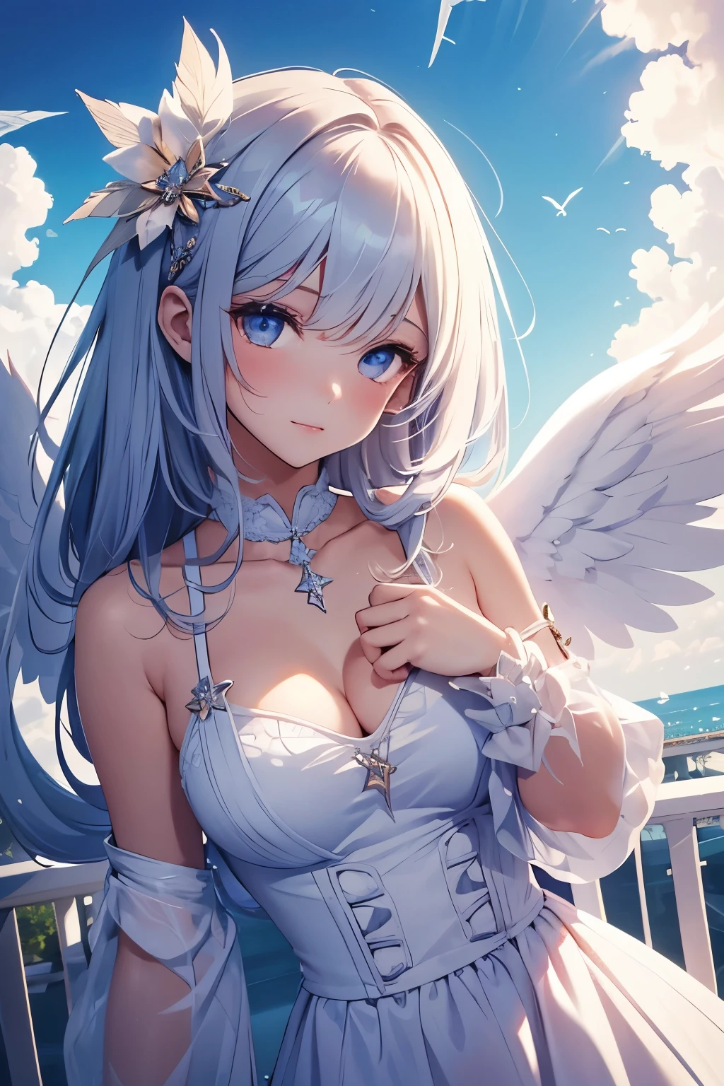 Beautiful girl, angel, sky,