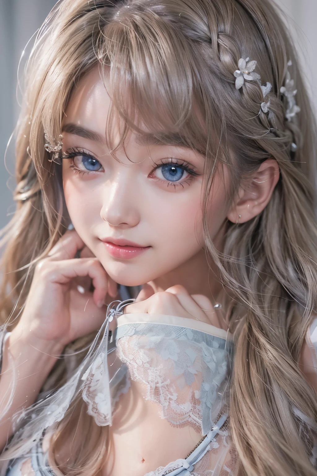 1woman, (Ultra realistic, high res), (highly detailed eyes, highly detailed hair, highly detailed face, highly detailed plump lips), (off shoulder with open breasts), breasts, upper body, caute smile, (best quality:1.4), Raw photo, (realistic, photo-realistic:1.37), professional photography, cinematic light, (fine face: 1.2),fashion model 20 years old, cute, [[[[pure eyes]]]], [[[[closeup]]]], [[[[chest]]]], [[[[neck]]]], [[[[shoulders]]]], perfect eyes, perfect iris, perfect lips, perfect teeth, perfect skin, soft front light, glow, HDR, (muted colors:1.2), Retrato da mulher、white skin、((cabelo Castanho ondas suaves)) Best Blanco Romantico、8K resolution、Frente Illuminada、アメリカの女の子のPortrait、solo、20-year-old、beautiful face、Upper body、medium side cut、Beautiful silver hair、beautiful little face woman, solo,　black theme,　look at the audience,one woman, It&#39;s real, Wolfzan-6500-V1.3, anime、animeスタイル、beautiful diamond eyes、20 year old american girl、braided hair、swimsuit、portrait beautiful detailed woman, very detailedな青い顔, Reality, beautiful narrow blue eyes, huge file size, Super detailed, High resolution, very detailed, highest quality, masterpiece, An illustration, very detailed, ticker, Unite, 8K painting wallpaper, fine, fine details, masterpiece, highest quality, Hvery detailed ticker uniform 8K wallpaper, face light movie lighting、cuteブラウス, dark background, oil, masterpiece, diffused soft film lighting, Portrait, highest quality (perfect face:1.4),stunning girl pictures,(8K and、photorealistic:1.25) 、(lip gloss、eyelashes、shiny face、shiny skin、highest quality、超High resolution、Depth of the bounds written、chromatic aberration、caustic road lighting、natural shading、sexy 1girl, Extremely cute, Amazing face and eyes, (Beautiful lovely smile), (extremely detailed beautiful face), bright and shiny lips, (cute bikini:1.3), (very elaborate lace bra:1.5), smooth skin, super beautiful, attractive, (Best Quality:1.4), (hyper quality), (Ultra-detailed), (hyper-realistic, Photorealsitic:1.37), Authentic skin texture, complex details, extremely detailed CG unified 8k wallpaper, RAW Photos, professional photograpy, Cinematic lighting, coast, sea, palm trees,masterpiece, best quality, high quality, High definition, High quality texture, High quality shadow, high detail, beautiful detailed, finely detailed, extremely detailed cg, detailed texture, a realistic representation of the face, realistic, colorful, delicate, Cinematic Light, sidelighting, Lens Flare, Ray tracing, sharp focus, (intrica