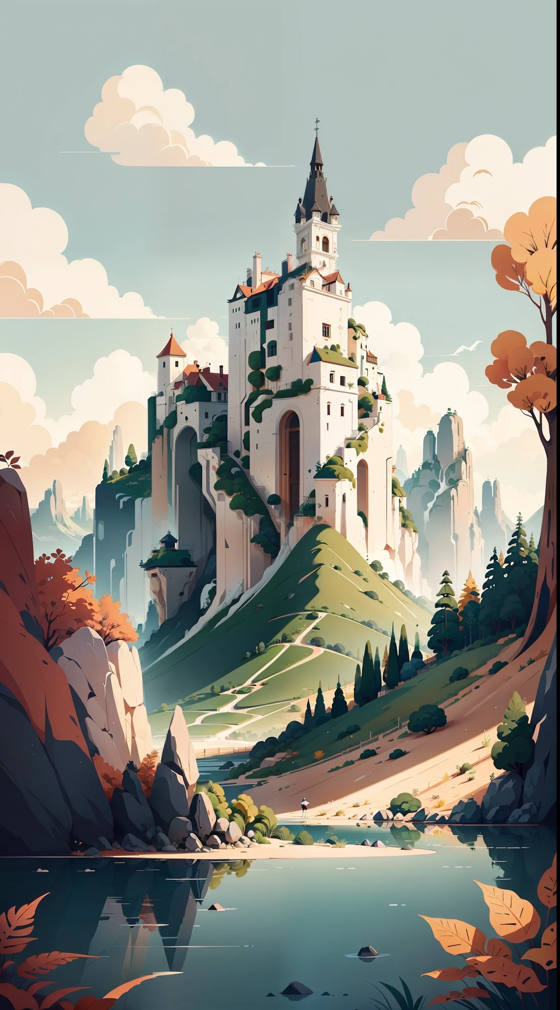 Verano!mobile wallpaper illustrations,Paisajes naturales, Ilustraciones minimalistas, Ilustraciones lineales, vistoso