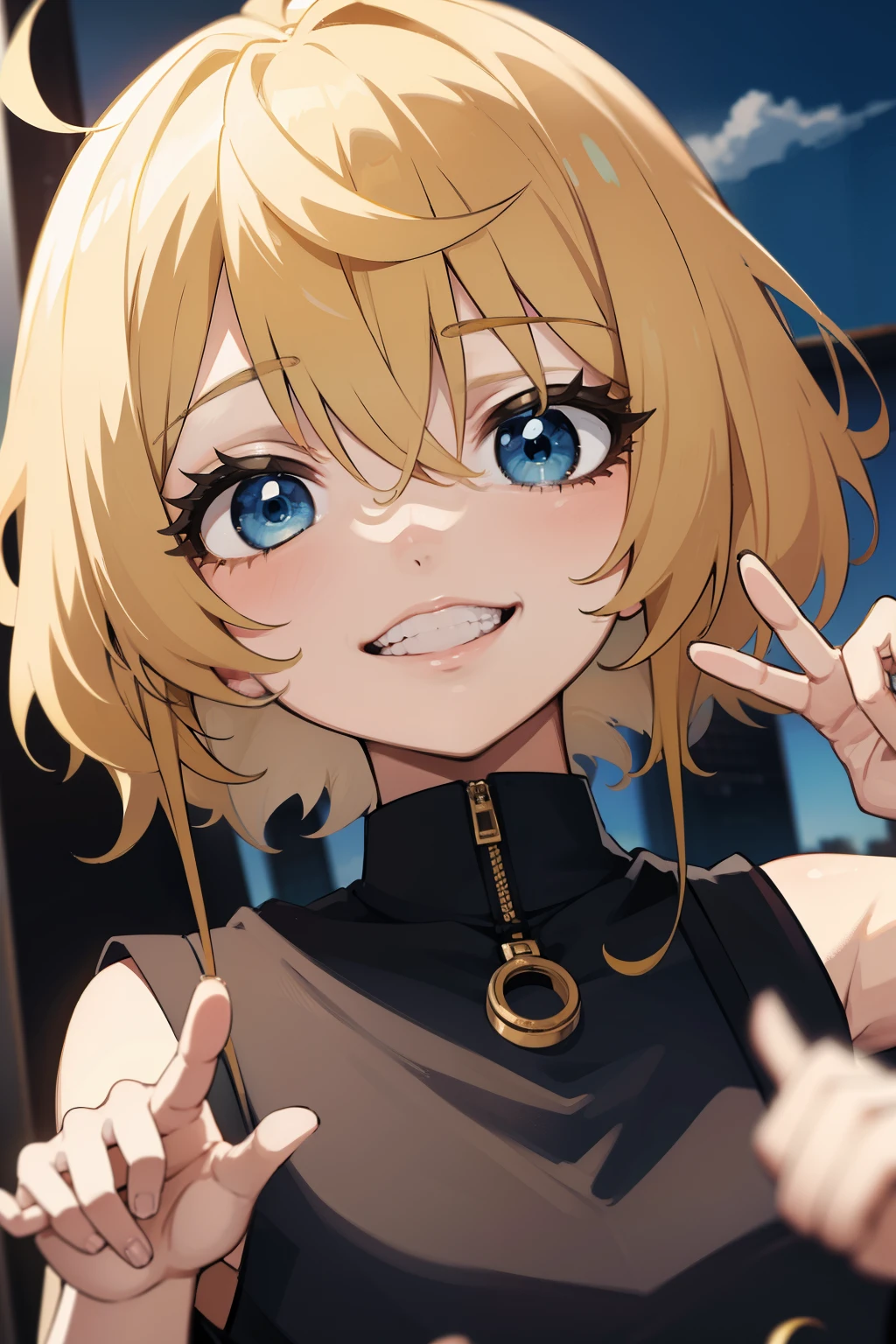 anime styled、Memucho、a smile