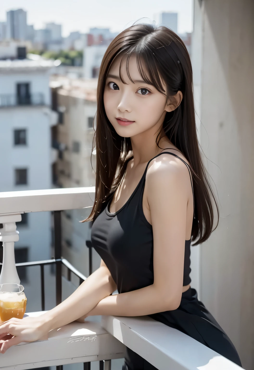 Cute Woman　young　20-year-old　Medium long hair　Sexy body　Droopy eyes　Crying face　　Full body photo　Are standing