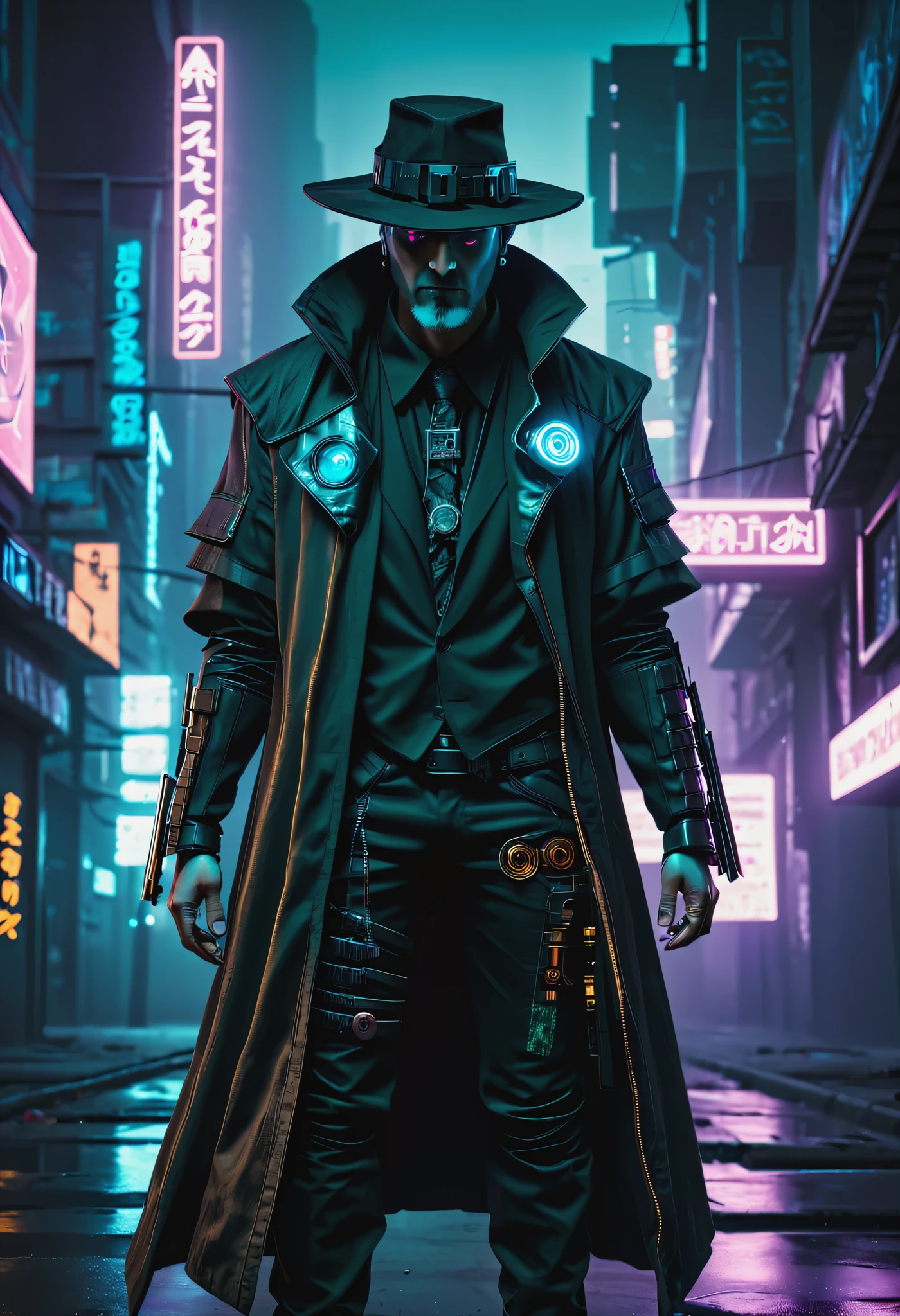 dark city，sh4g0d style cyberpunk wizard