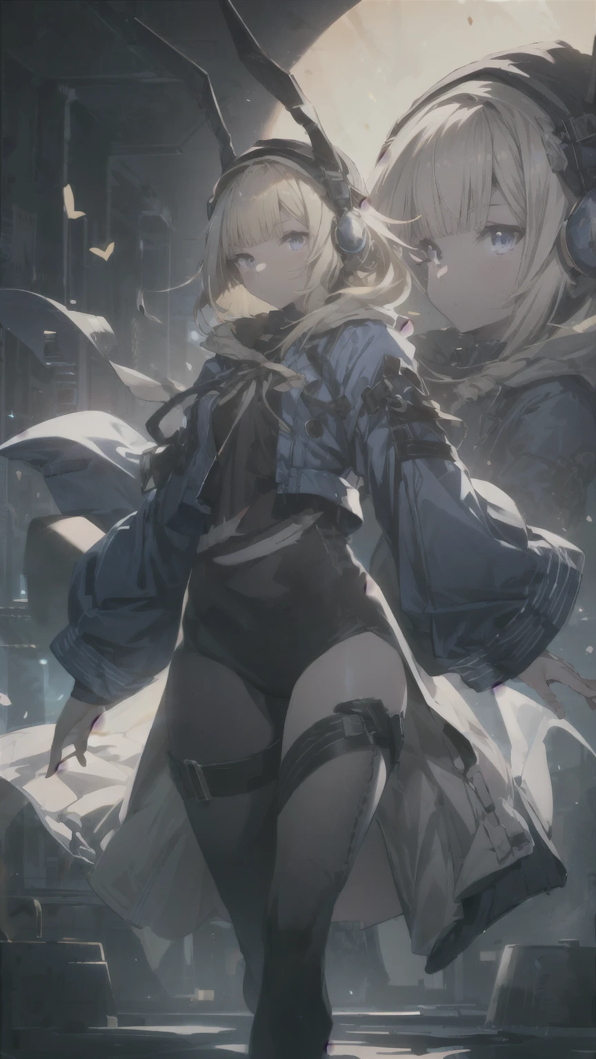 masterpiece, highest quality, 1 girl, magician, Mystical Emoji, Magical effects such as flash and energy, Flowing robes and seductive outfits, 魔法のbornき物や神秘的な背景, edge lighting, side lighting, cinematic light, ultra high resolution, 8k UHD, film grain, best shadow, delicate, born, particles of light, fine skin texture, fine cloth texture, beautiful face, Mekasum, robot arm, headgear, tights, combat readiness, How to hold a sword, attack, addition_Dadir :1.5