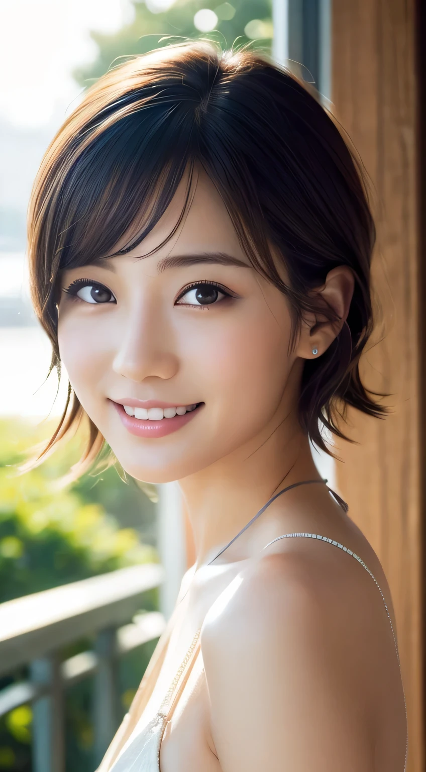 professional lighting,(Photoreal:1.4), (Top image quality:1.0), (超A high resolution:1.0), 8k, Raw photography, (masterpiece:0.2), (face to face with the children_v1:0.5)、(最高quality Detail:1.2)、realistic、8k UHD、High resolution、(1 girl:1.2)、超get used to itな、High quality textures、intricate details、get used to it、Very get used to it CG、High quality shadows、get used to it 美しく繊細な顔、Beautiful details and delicate eyes、(symmetrical eyes:1.2),Depth of written boundary、ray tracing,1 girl, japanese girl, (natural smile:1.4),cute, thin, beautiful japanese woman, and a gentle expression. soft light on a spring afternoon、adds tranquility to the scene. Rendered in a realistic style with great attention to detail, High resolutionの画像, magic hour, (realistic:1.3), finely, quality, (table top:1.2), (realistic:1.2), (最高quality), (複雑なget used to it), dramatic, ray tracing, photograph, +roller,seaside,swimsuit,bikini,bob hair