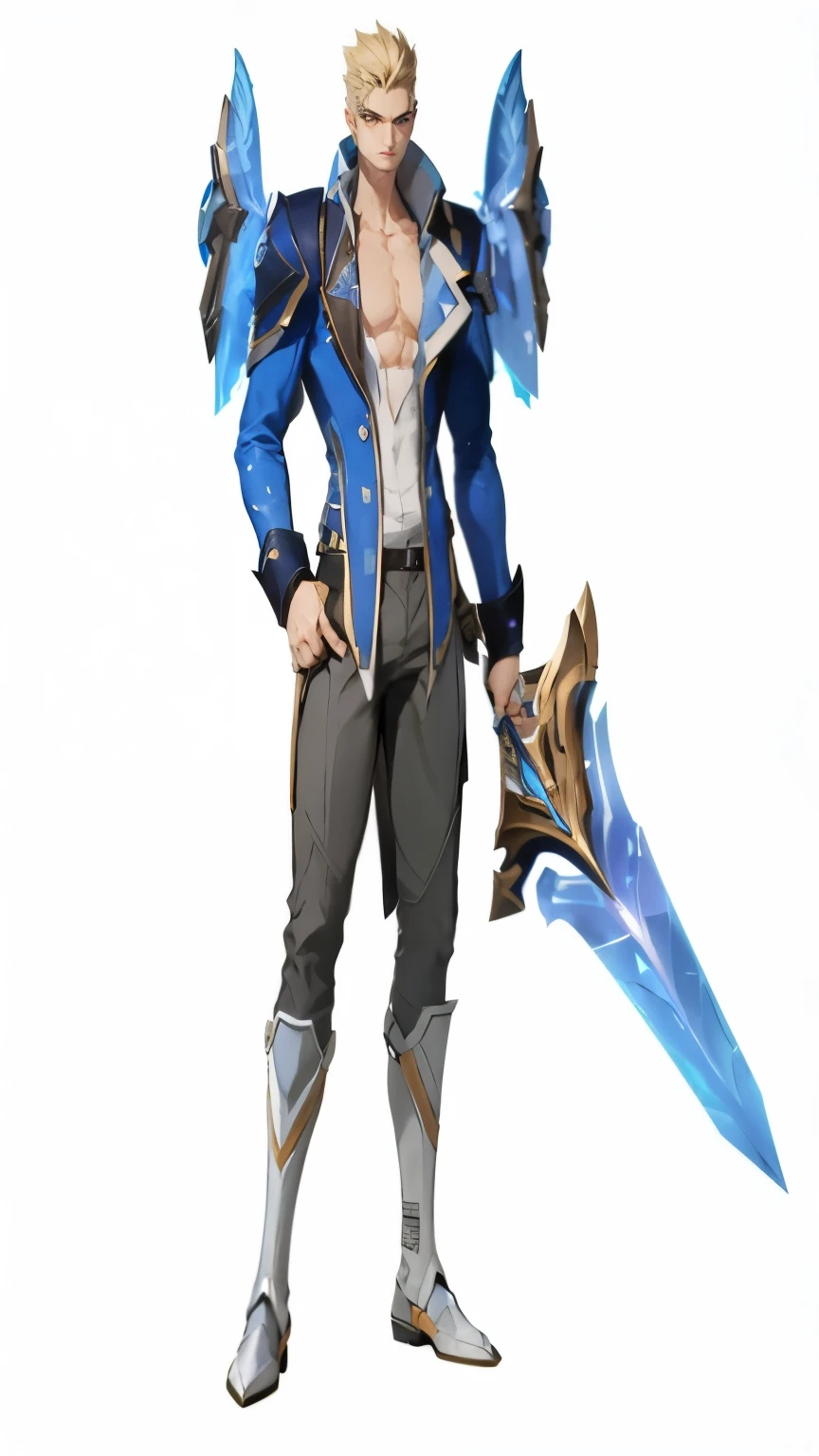 a close up of a person with a sword and armor, sigma male, arcane jayce, tane skin, t-pose of male magic wizard, fighting game character, sylas, as a character in tekken, league of legends character, this character has cryokinesis, ezreal (league of legends, male blonde elf ranger, heroic masculine pose, skinny male mage