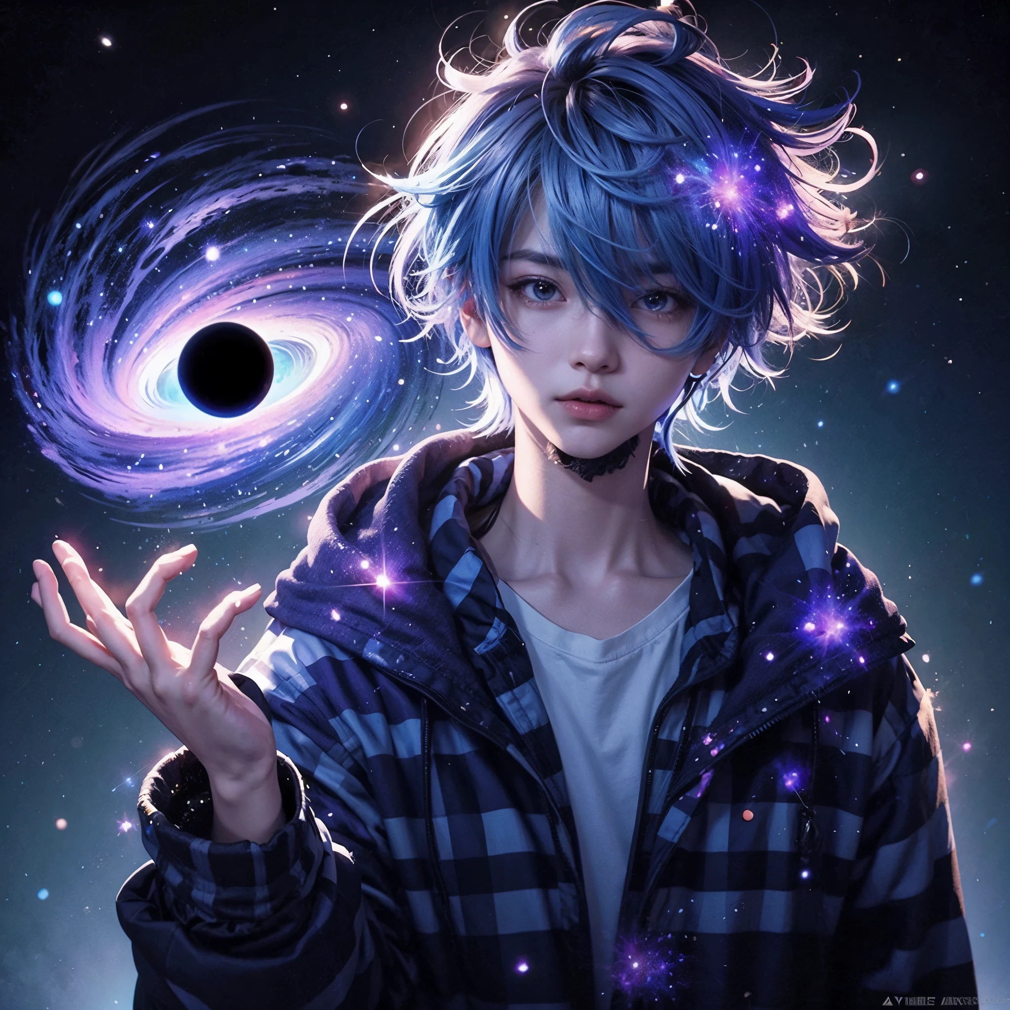 chico anime with blue hair and a black hole in the background, chico anime, estilo anime 4k, anime wallaper, high quality anime art style, chico anime alto con ojos azules, fondo de pantalla de anime hd, fondo de pantalla de arte anime 4k, fondo de pantalla de arte animado 4K, anime girl with cosmic hair, Fondo de pantalla animado 4K, fondo de pantalla animado 4k, Fondo de pantalla animado 4K