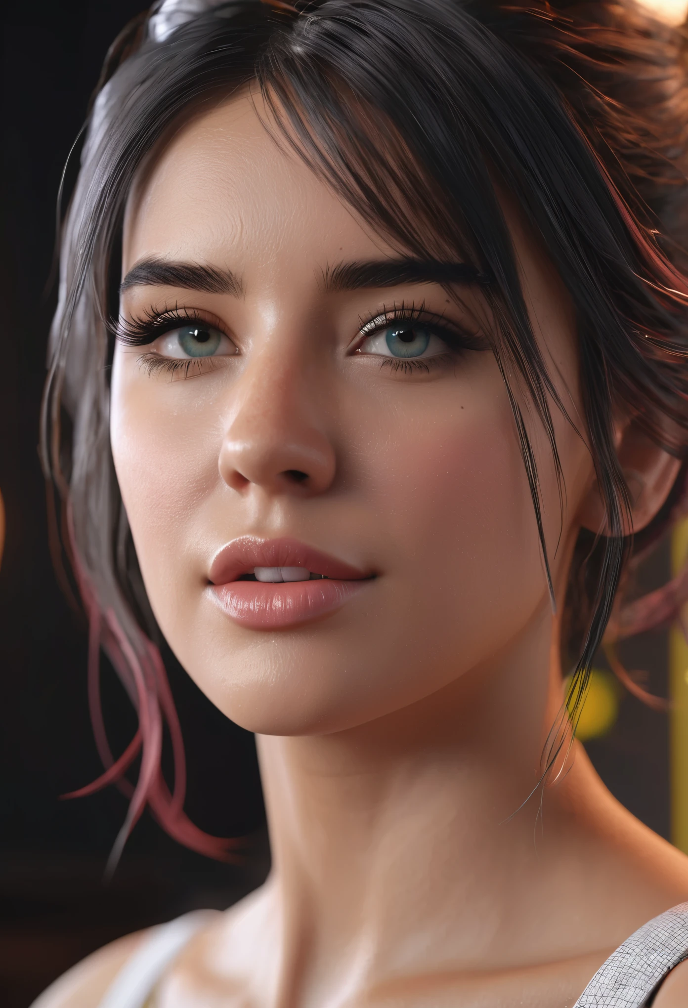 modelo 3d de (ah, mulher) unreal engine 5 4k rendering volumetric lighting by greg rutkowski trends in artstation cgsociety rendered in cinema4D octane redshift blender cycles 8K 3HD photorealistic cinematic dramatic studio lighting highly detailed concept oil painting depth field blur soft focus shallow dof color scheme black and white contrast wide style realistic intricate portrait photography with canon closeup 35mm f2 camera.8 lentes ricas, cores vivas e vibrantes, High definition, filme colorido pastel, grain, fundo poligonal baixo, bokeh