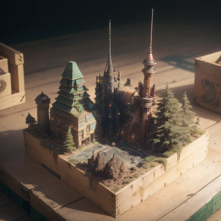 6598年Mars realistic model, (split ends, original photo, best quality, masterpiece:1.4),Steampunk Cyberpunk 6820 City,(CyberpunkMars light:1.3), Mars (related to land),(in a small nature box:1.3),Isometric, small nature, landscape on foundation,landscape,