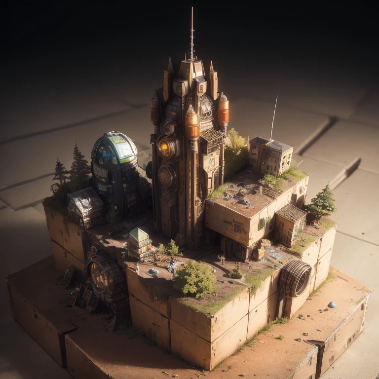 6598年Mars realistic model, (split ends, original photo, best quality, masterpiece:1.4),Steampunk Cyberpunk 6820 City,(CyberpunkMars light:1.3), Mars (related to land),(in a small nature box:1.3),Isometric, small nature, landscape on foundation,landscape,