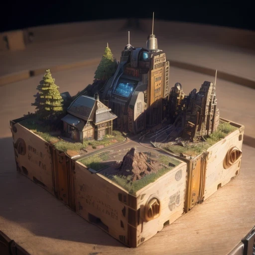 6598年Mars realistic model, (split ends, original photo, best quality, masterpiece:1.4),Steampunk Cyberpunk 6820 City,(CyberpunkMars light:1.3), Mars (related to land),(in a small nature box:1.3),Isometric, small nature, landscape on foundation,landscape,
