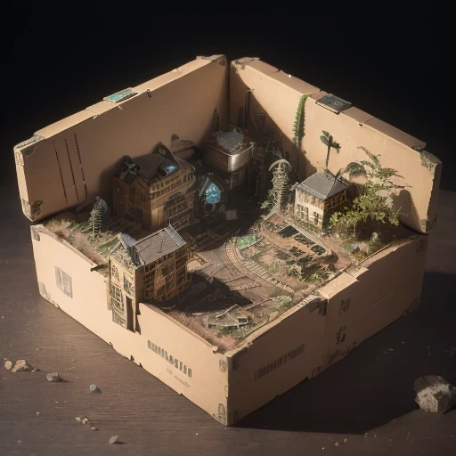 6598年Mars realistic model, (split ends, original photo, best quality, masterpiece:1.4),Steampunk Cyberpunk 6820 City,(CyberpunkMars light:1.3), Mars (related to land),(in a small nature box:1.3),Isometric, small nature, landscape on foundation,landscape,