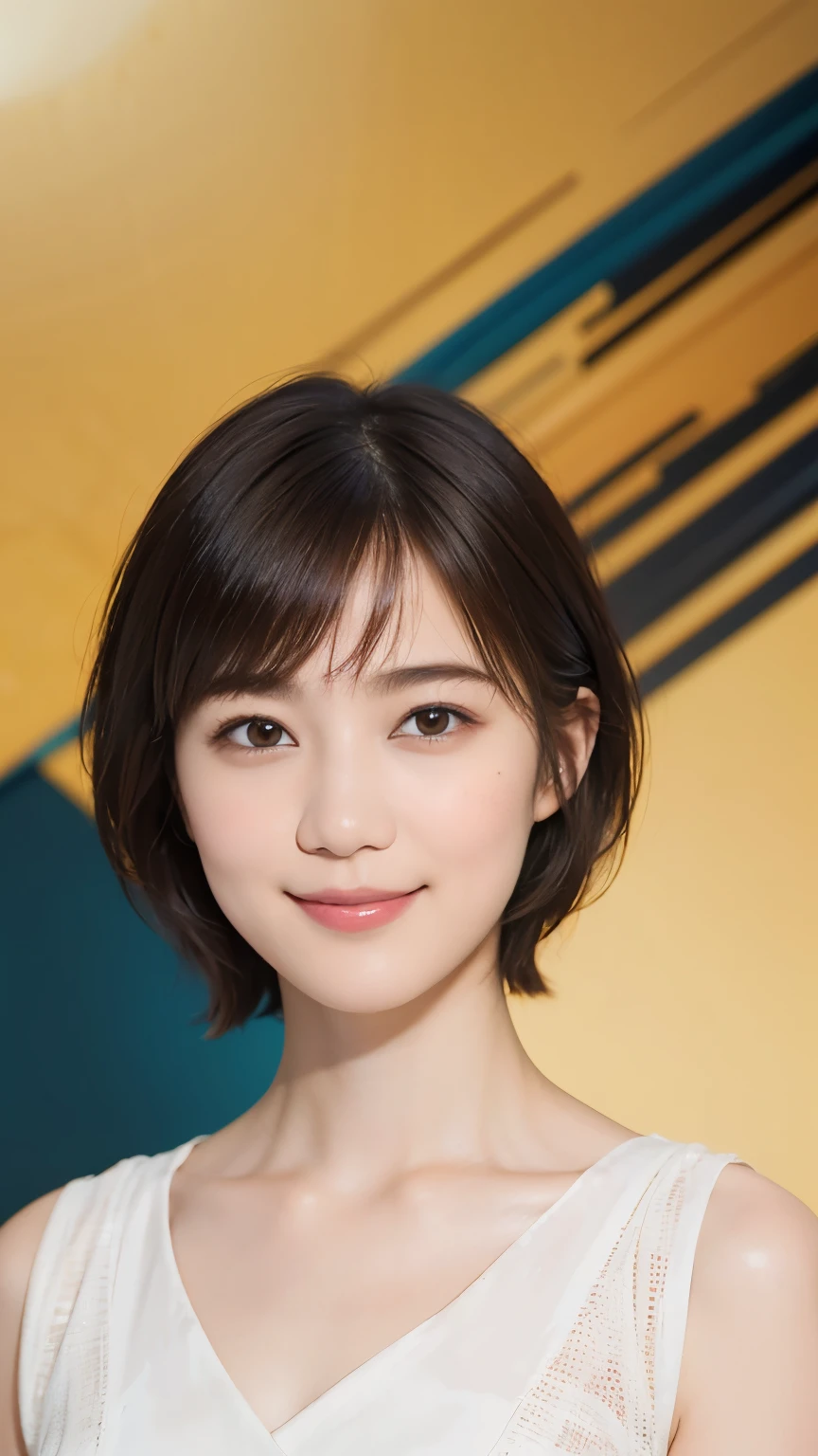 178 Short hair, 20 year old woman, gentle smile, (Abstract background:1.46)
