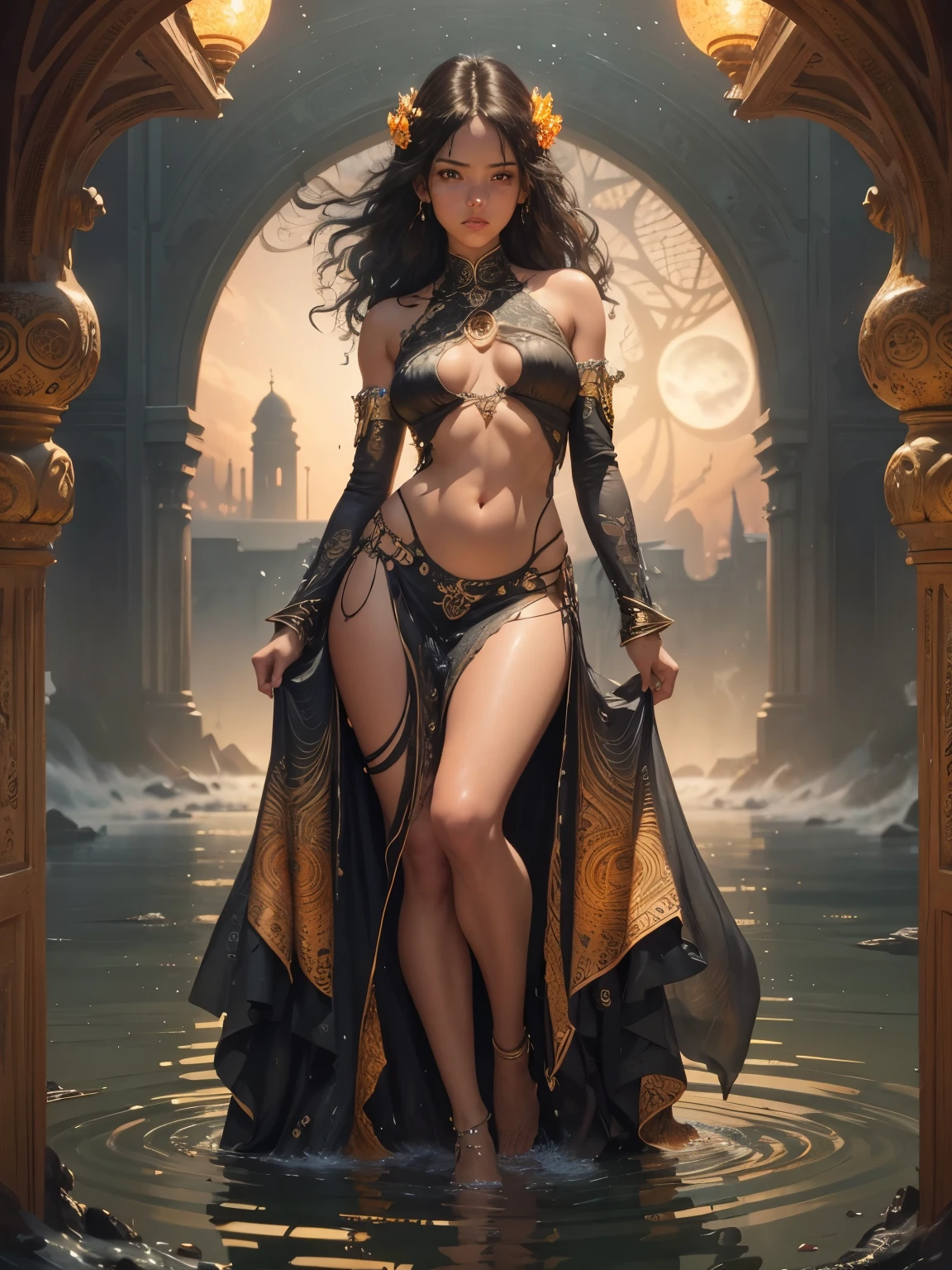 masterpiece), best quality, expressive eyes, perfect face, Textures: 1.5, orange: 1.1, white: 1.3, yellow: 1.3, (redhead woman), sexy, tattoos, (power puffer clothes: 1.2), 3d graffitti, abstract, lines, background circles, by Adam Hughes, art by Jay Anacleto,MASTERPIECE, Stunning, Spectator, reality, full body shot, black and brown hair, long afro styled hair, real water, bathing in river pond, extremely detailed art, blushing, water running down body, small breasts, open legs , sexual arousal, sexual expression, glowing skin, intricate, elegant and highly detailed digital photography, majestic and surreal painting, golden butterfly filigree, beautiful finely detailed eyes: 1.2), hdr, (masterpiece), best quality, expressive eyes looking out of the corner of your eye, perfect face, portrait of a beautiful goddess with afro hair, latin brown skin, intricate digital photography, elegant, highly detailed, majestic, (detailed background window to a new dimension, plants and flowers: 0.7) night sky with moon full, highly detailed face and body, cinematic lighting, photorealistic, 1 girl, 18 years old, dark brown eyes, big eyes, pink lips, bald pussy, well lit, beautiful and aesthetic: 1.2), (fractal art: 1.3), colorful , beautiful goddess emerging from the ocean, full female body, wild waves, big waves, oriental mandala tattoos, transparent dresses merged into sea, skin wet with water, stormy sky, sunset sky, red storm clouds, ancient temple floating in the sea, floating old, ((Solo Beautiful Carribean woman with dark skin and striking eyes)), shadowed interior background, art by akihiko yoshida, manga art style, colorfield illustration, scary atmosphere, global illumination, by frank frazetta, art by goro fujita, glamor shot, banner, blur, anime key visual, (blue, yellow and gray colors), photorealistic, dramatic, anime girl, ((african american features, ebony nose)) , black hair, intricately detailed, chiaroscuro, pino daeni, impressionist (best quality, masterpiece)