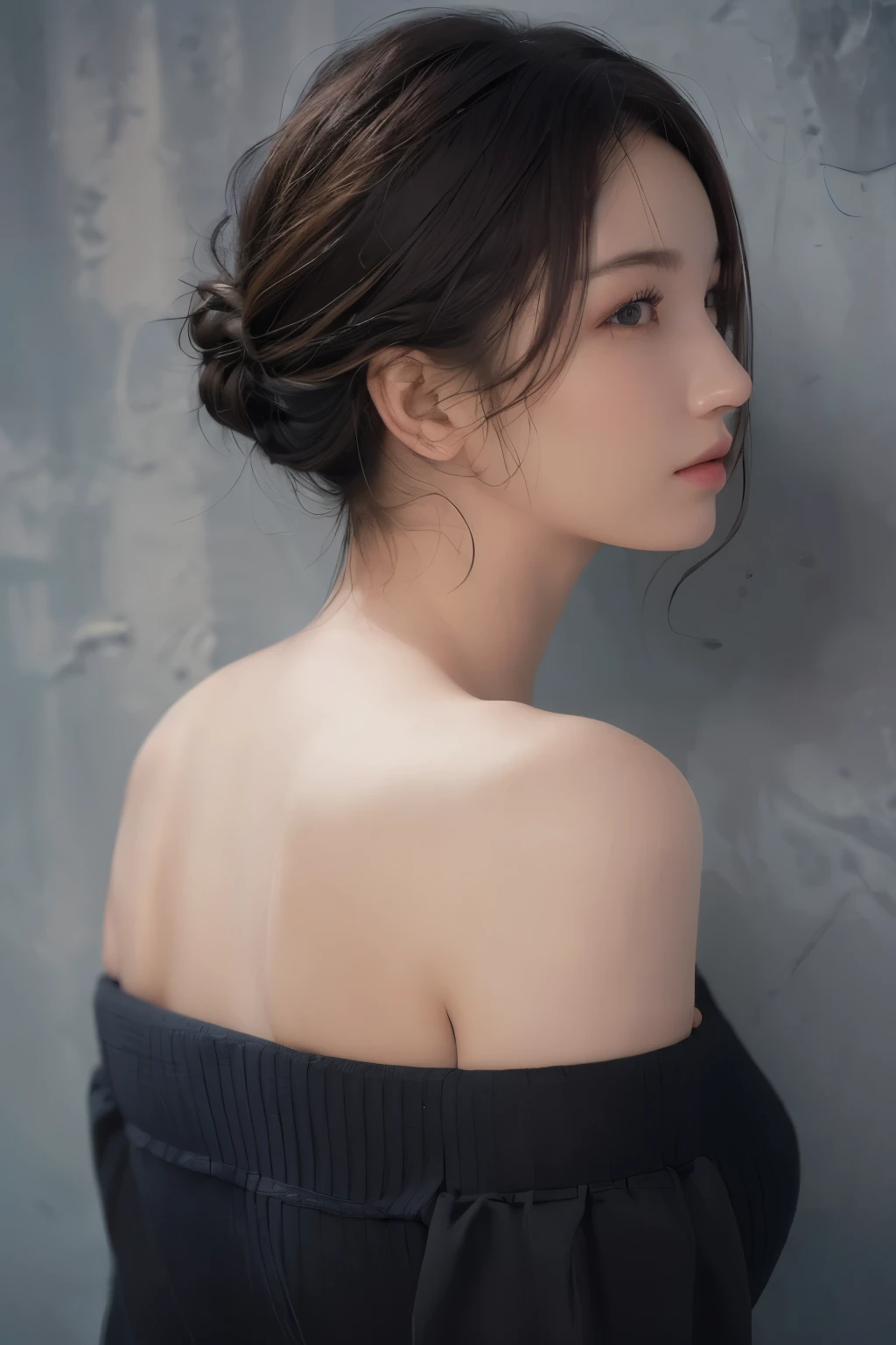 (masterpiece:1.3), (8k, lifelike, original photo, best quality: 1.4), (1 girl), pretty face, (lifelike的脸), (black hair, short hair:1.3), beautiful hairstyle, lifelike的眼睛, Beautiful and delicate eyes, (lifelike的皮肤), Beautiful skin, (sweater), Ridiculous, attractive, ultra high resolution, Surreal, Very detailed, golden ratio，whole body，slim waist，raised buttocks，