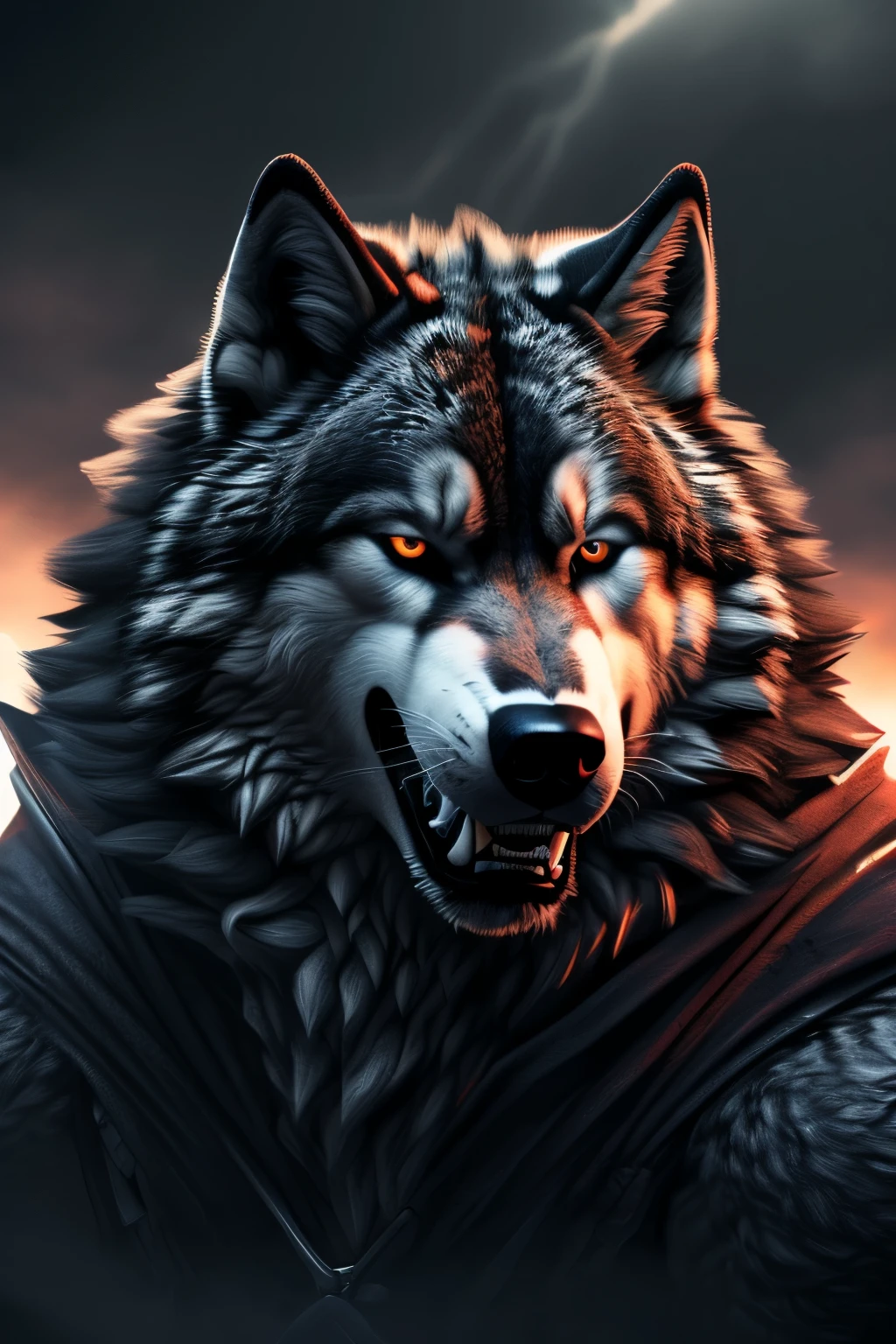 Create a logo with the eyes of a wolf and a strong, terrifying bite --version 2

((By LupusDesigner, by HowlGraphic, by FenrirArt, best quality, masterpiece, ultra-detailed, wolf-inspired design, fierce and intimidating, sharp focus, expressive eyes, bright and vibrant colors, high contrast, bold typography, solo wolf, profile picture, full body pose, looking directly at the viewer, fur covered body, intricate fur texture, detailed teeth and claws, dramatic lighting, intense atmosphere, trending on Dribbble, font pairing with the wolf's name, fear-invoking, high-impact logo