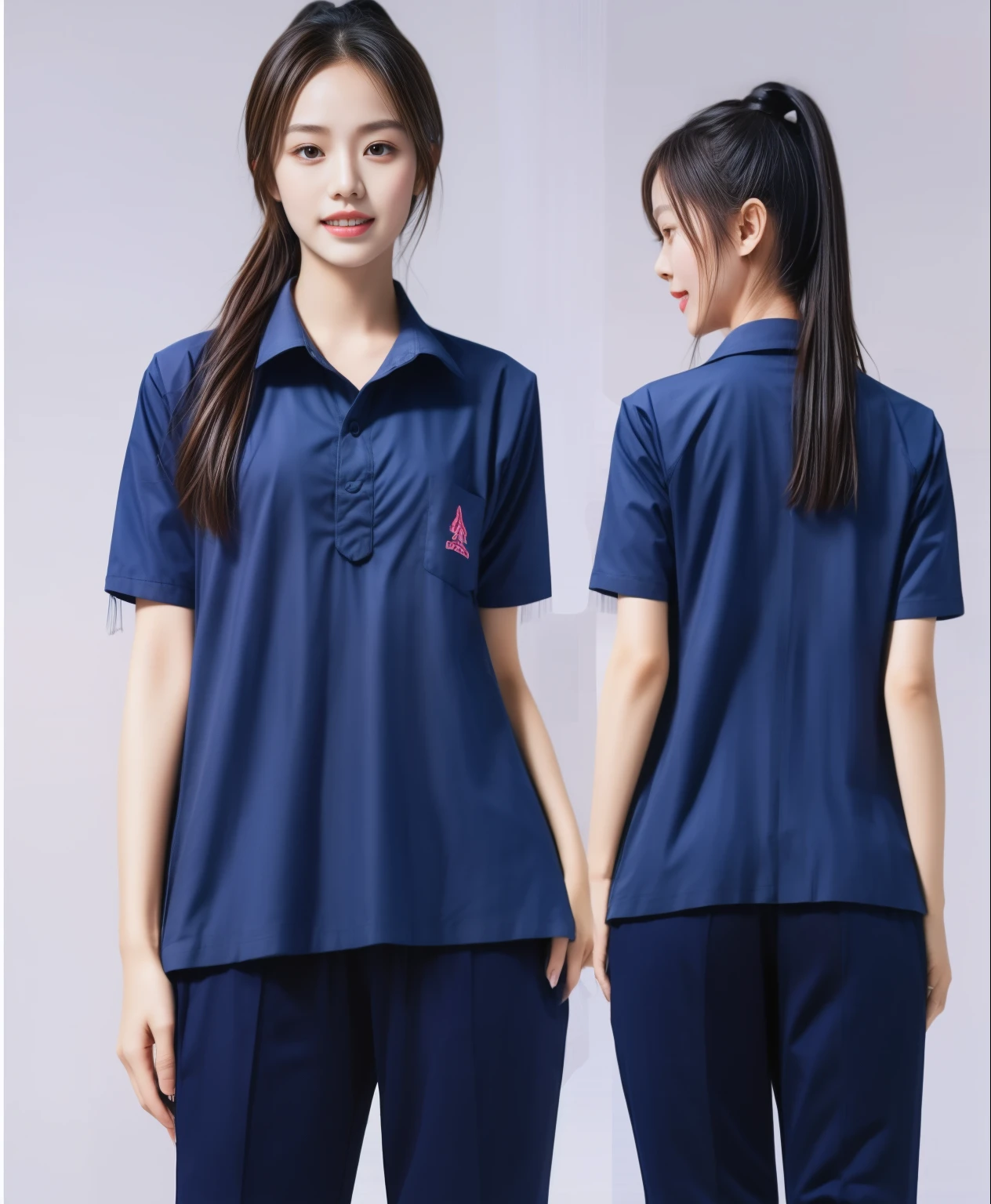 (best quality,10,10,height,Masterpiece:1.2),Special details,(realistic,ภาพrealistic,Realistic photos:1.37),1 Cute girl in the kitchen,shiny, ผิวshiny,only,smile softly,BDclothelue shirt:1.3)),short sleeve,shirt, กางเกงขาlong.,(navy_long_track pants:1.1), ((Kitchen Background)),Dynamic angle,excited,Face focus,dynamic poses,from behind,focus on ass,Masterpiece, best quality, ultra realistic, hyper-detail, 8K resolution, raw photos, Sharp focus, ((Navy blue shirt:1.1)), short sleeve, เส้นทางlong, perfect body, 2 mature women, 18 years old, Cinema-grade lighting system,blue sweatpants,shirtผ้าออกกำลังกาย,correct anatomy,perfect body, correct body, Sharp face, correct bodyทางกายวิภาค, full body, realistic gestures, long-haired, realistic poses,Wear long shorts...........................,ช่วงขาlong,Good shape,carved girl, Slender figure, model, Good shape, beautiful body,blue sweatpants, two girls kissing