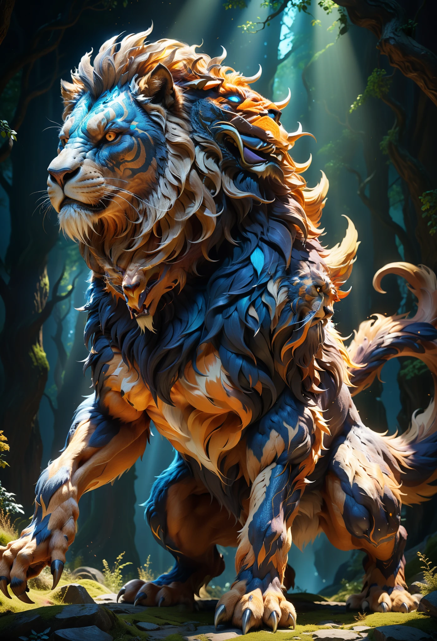 (best quality,4k,8k,highres,masterpiece:1.2),ultra-detailed,(realistic,photorealistic,photo-realistic:1.37),flexible,giant creature,furry,dynamic angle,illustration,detail-rich,ethereal lighting,vivid colors,giant creature in motion,sharp focus,highly detailed fur,concept artist,mythical beast,strong and powerful presence,endless body curves,grandeur in its size,imposing posture,immersive perspective,majestic mane,fantastical elements,mesmerizing creature in action,dynamic lighting and shadows,three-dimensional rendering,overwhelming and captivating sight,powerful and fluid movements,masterful brushstrokes,impressive composition,striking contrast,extraordinary depth of field,wisps of energy surrounding the creature,surreal atmosphere,awe-inspiring scene,unleashing its might,imposing and awe-striking sight,beautifully textured body