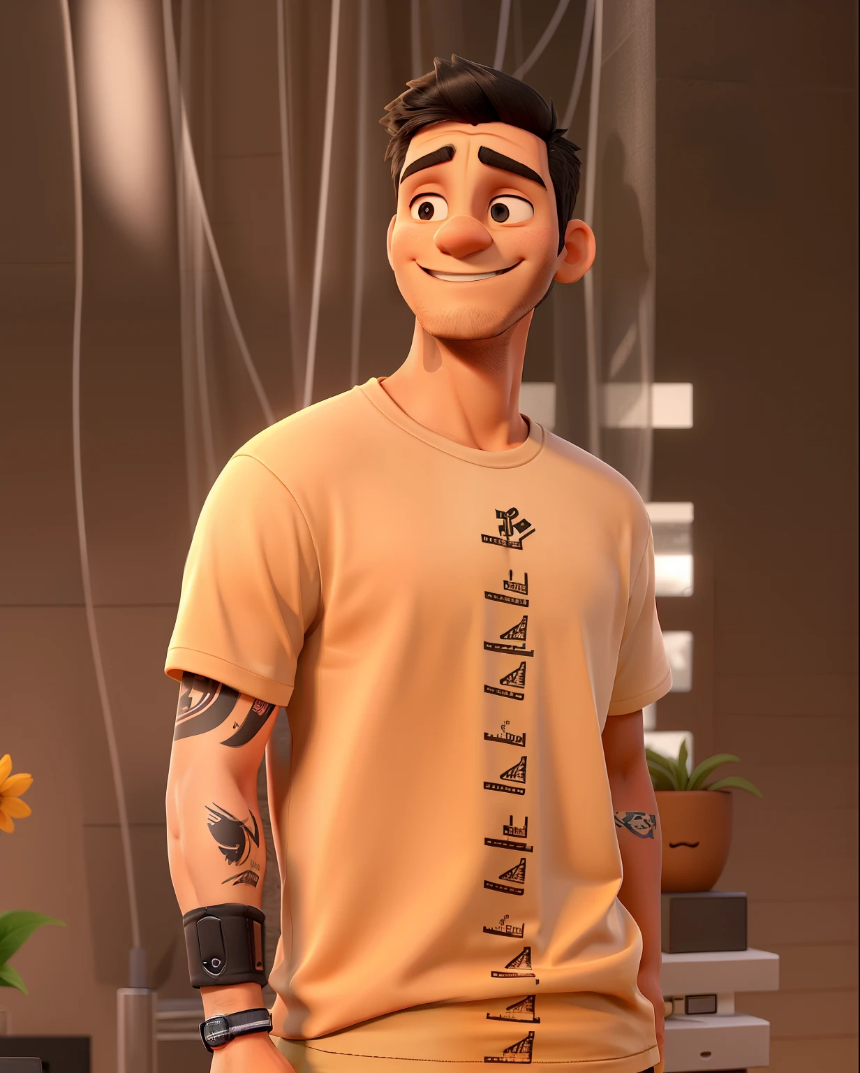 The image shows a man wearing a black t-shirt and a black square wristwatch, sorrindo e dando um joinha. The background is white. O homem tem uma barba bem cuidada e um corpo razoavelmente em forma.