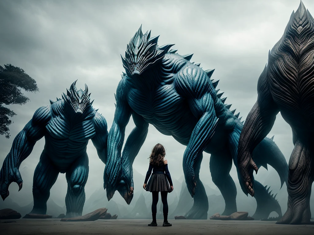 Giant Creature playing with a girl